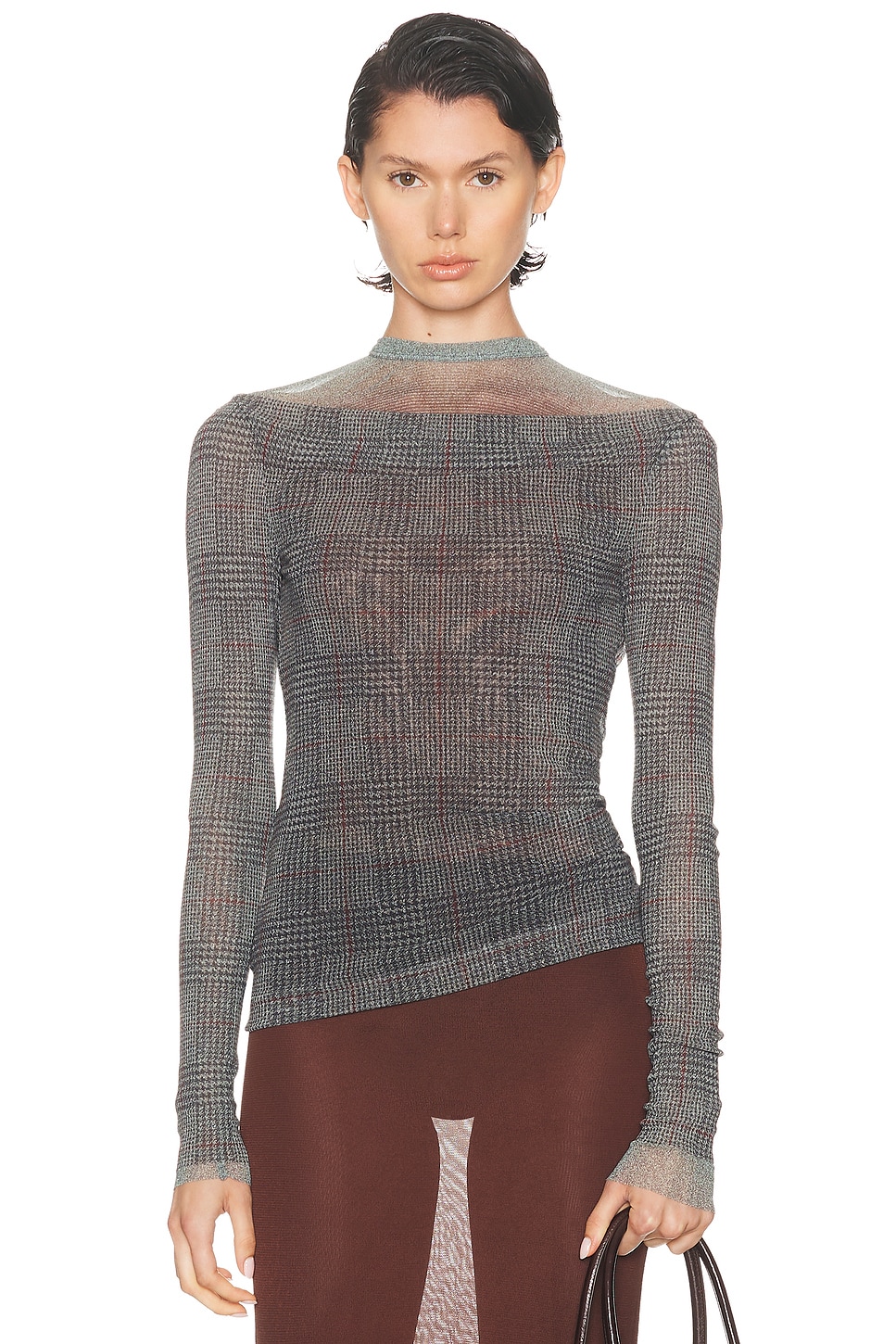 Jean Paul Gaultier Body Shadow And Prince Of Wales Top In Gray