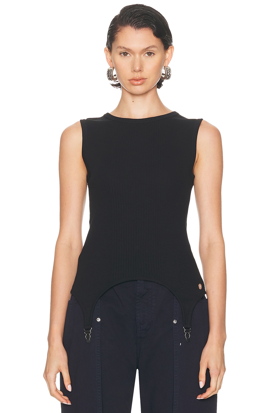 Image 1 of Jean Paul Gaultier Lingerie Garter Ribbed Tank Top in Black