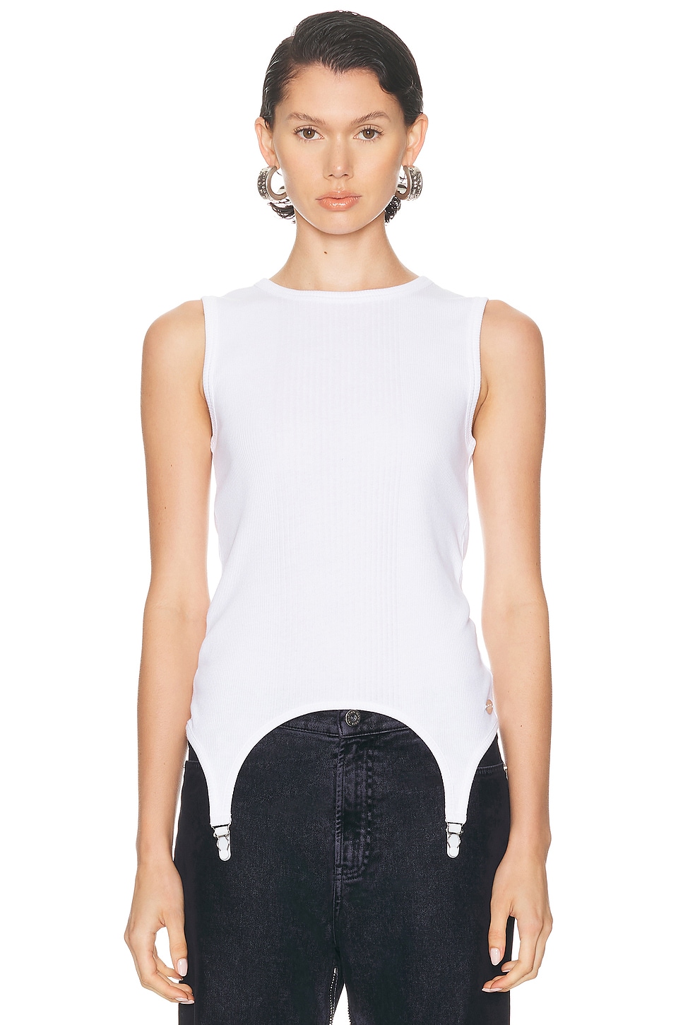 Image 1 of Jean Paul Gaultier Lingerie Garter Ribbed Tank Top in White