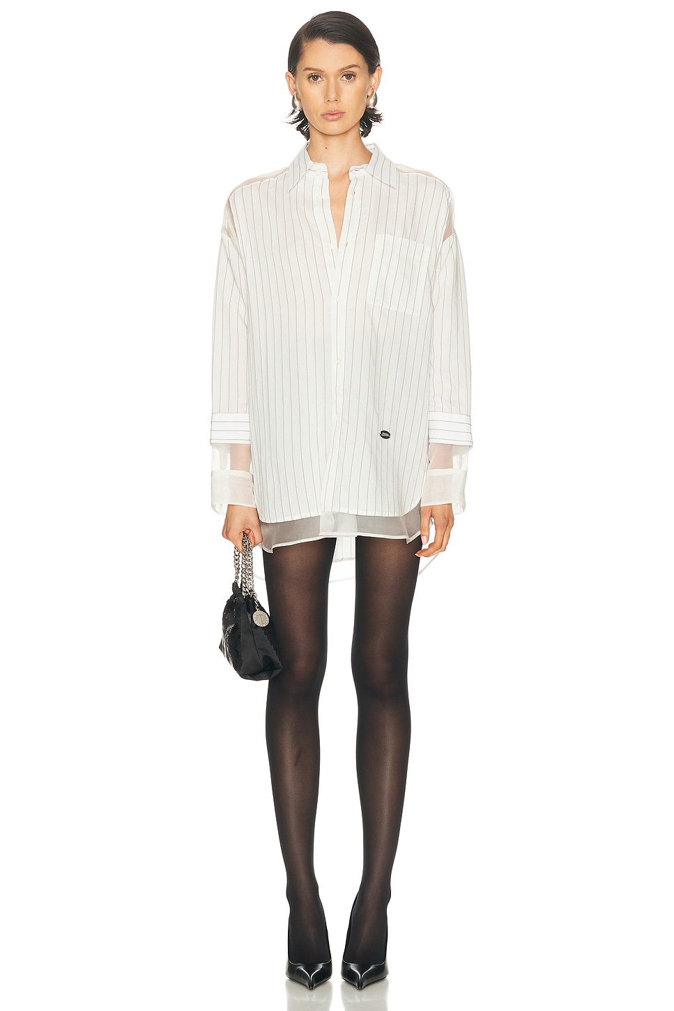 Image 1 of Jean Paul Gaultier Pinstripe Petit Grand Shirt in White & Blue