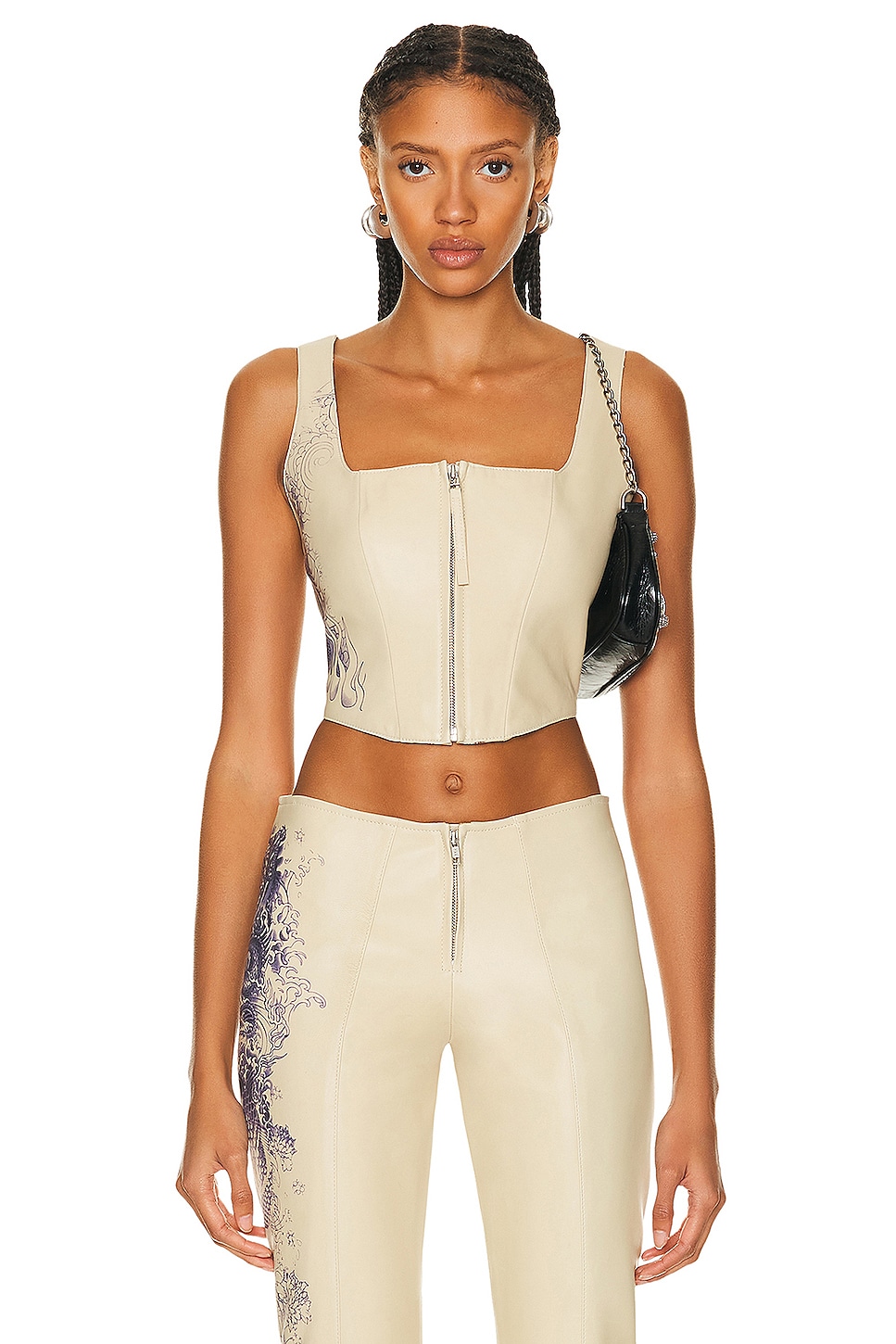 Image 1 of Jean Paul Gaultier Tattoo Detail Laced Bustier Top in Nude & Navy