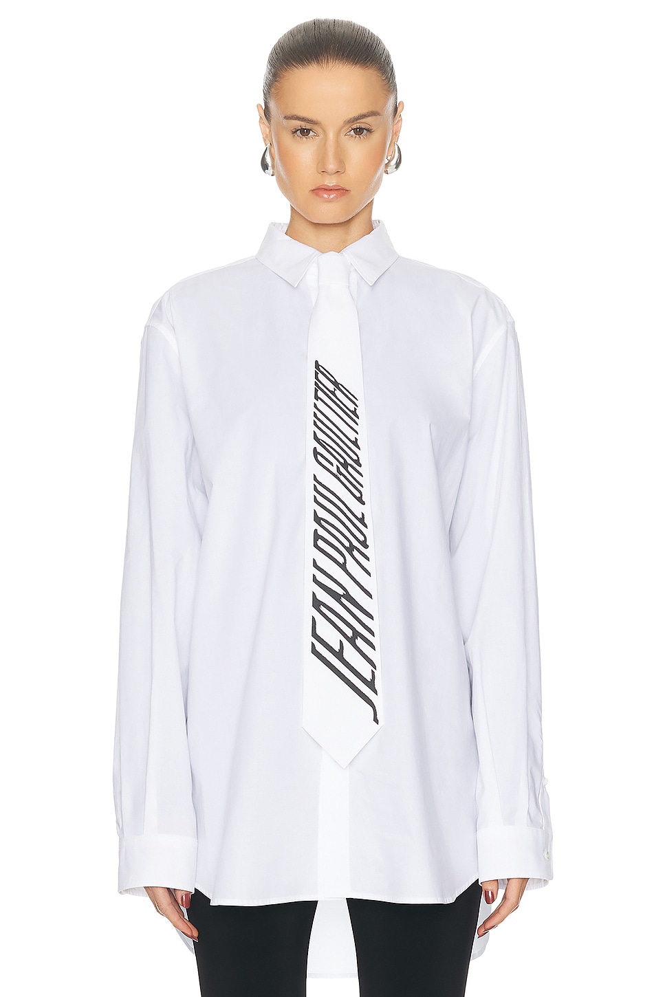 Image 1 of Jean Paul Gaultier Cotton Shirt With Printed Tie in White