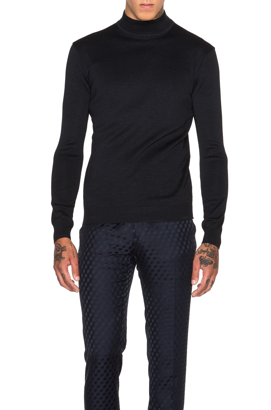 Image 1 of Jil Sander Mock Turtleneck Sweater in Black