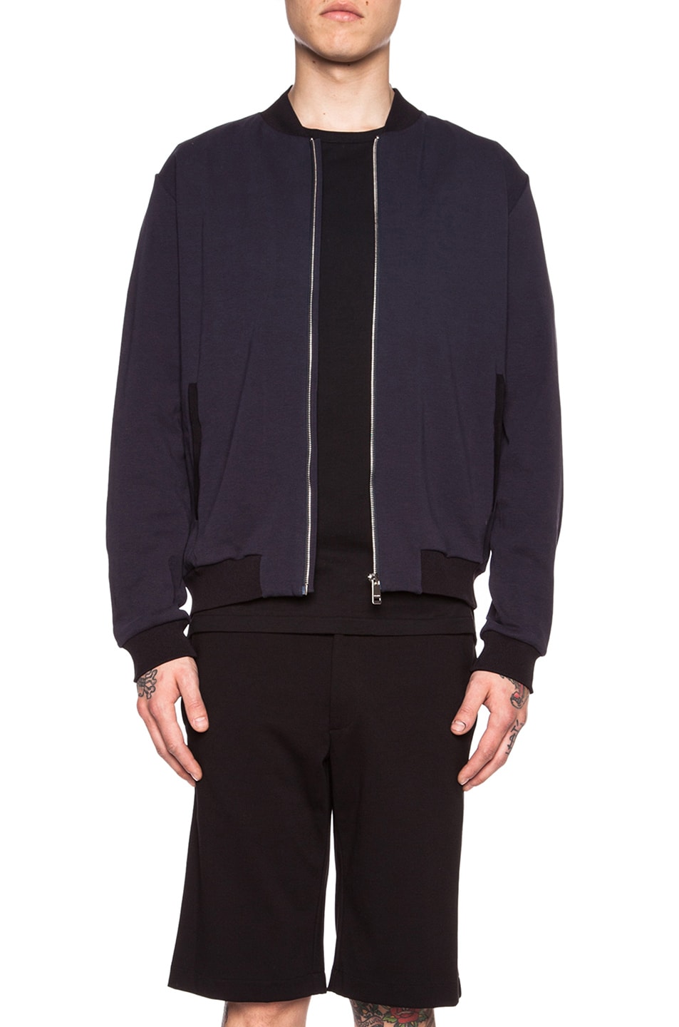 Image 1 of Jil Sander Cotton-Blend Knit Zip Jacket in Dark Blue