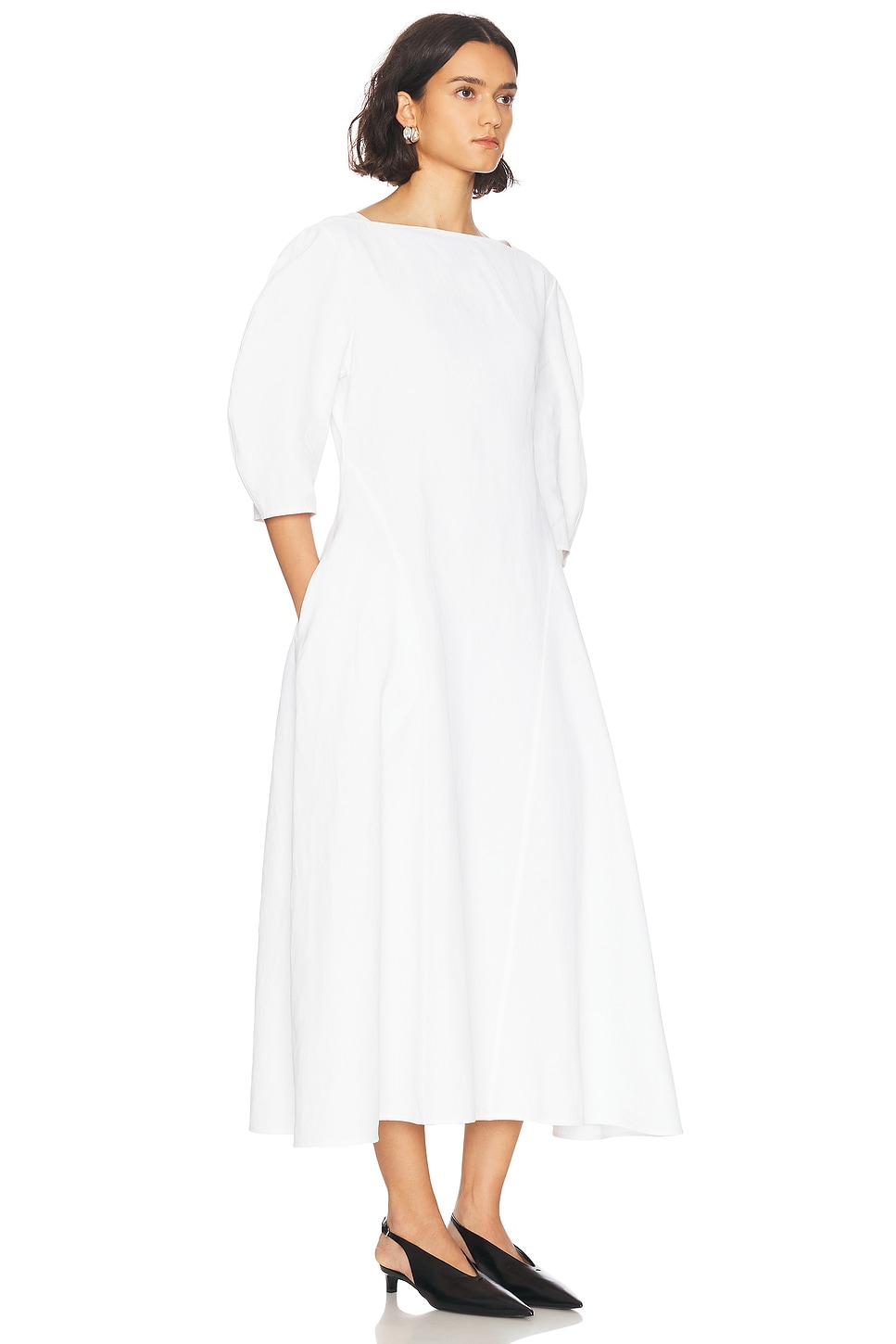 Jil Sander Women White Linen Midi Dress In Optic White