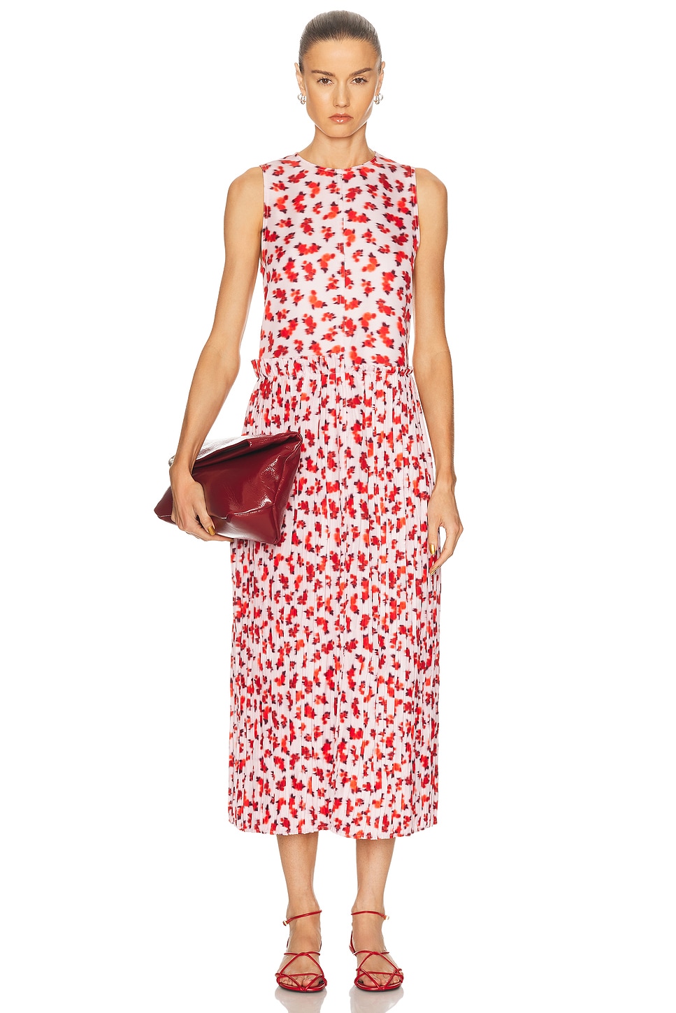 Image 1 of Jil Sander Printed Dress in Raspberry Cream
