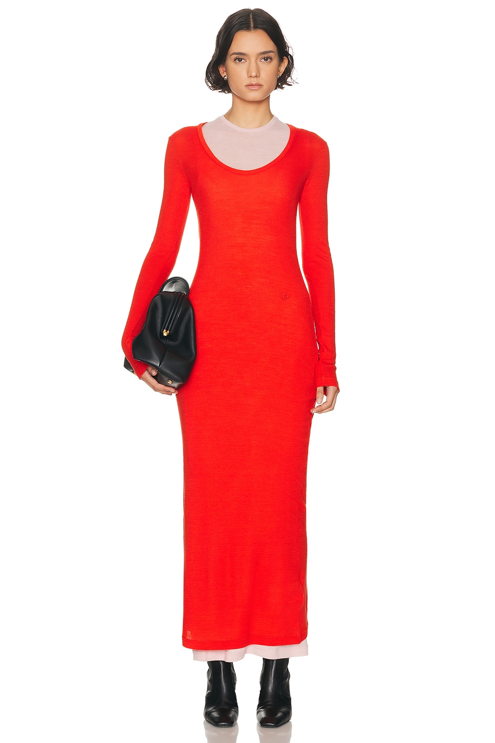 Image 1 of Jil Sander Long Sleeve Tank Dress in Red & Pink