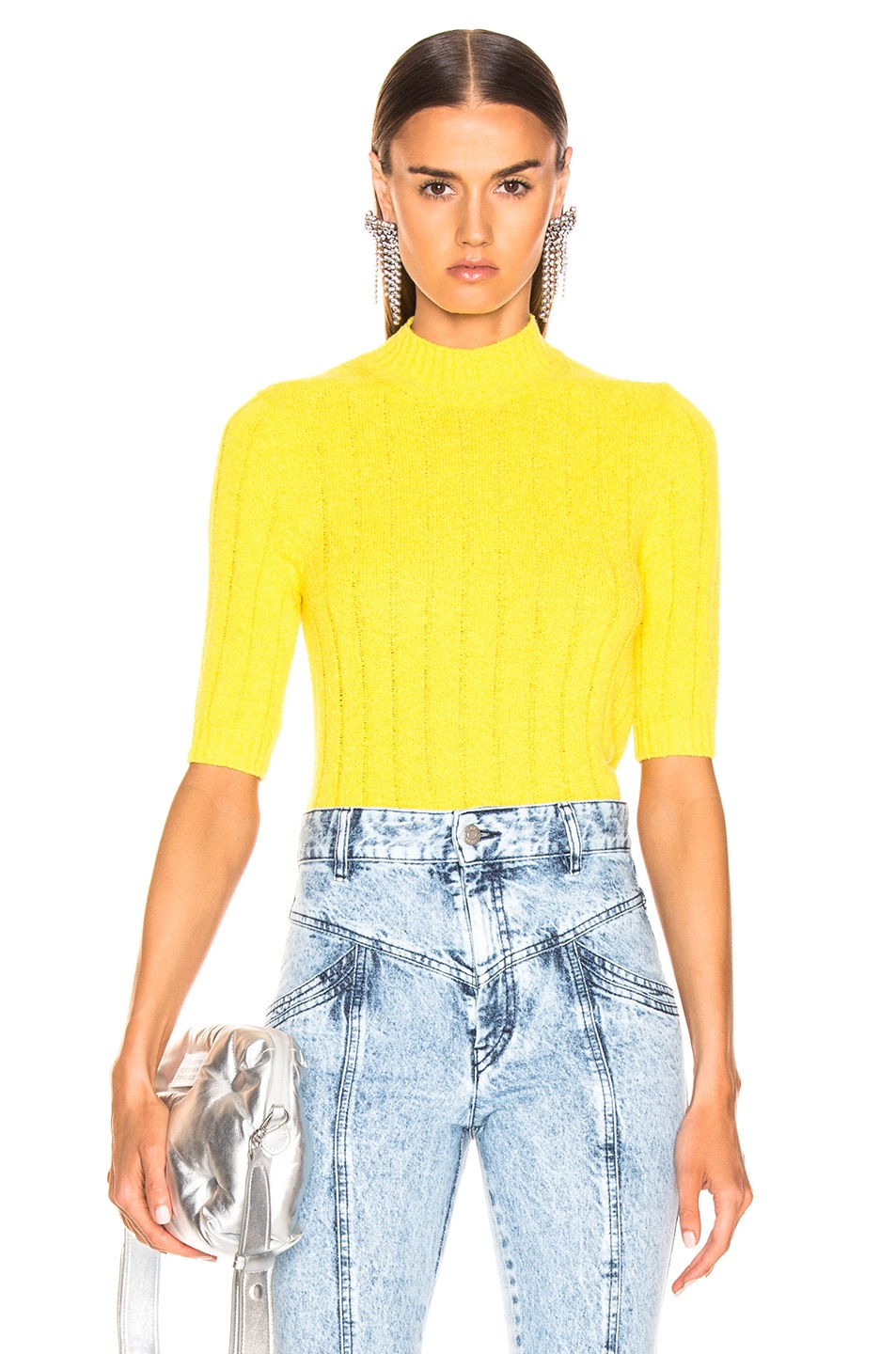 Image 1 of Jil Sander Ribbed Sweater in Bright Yellow