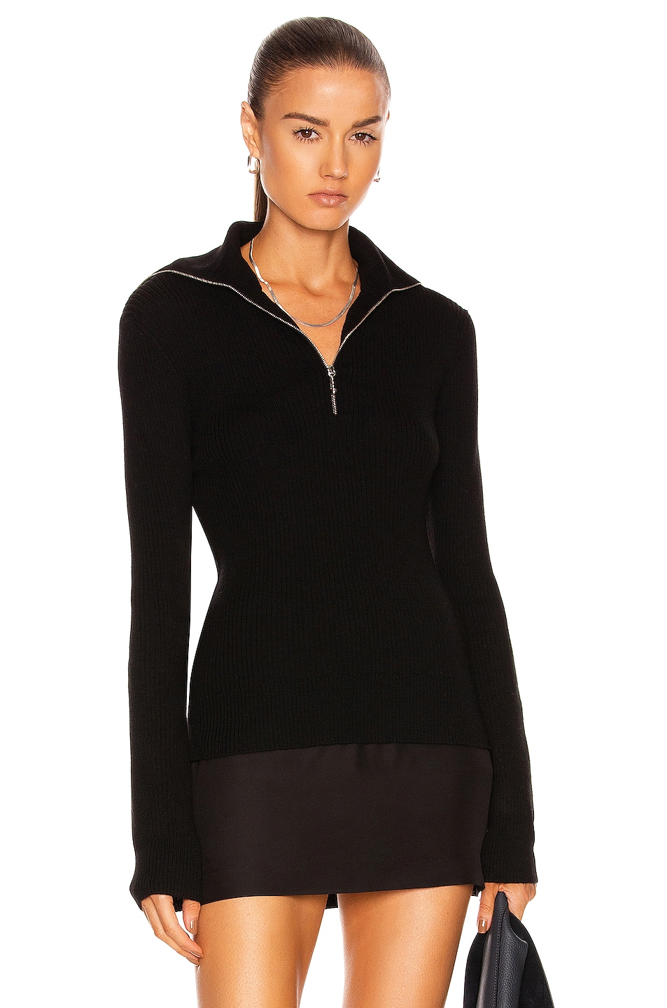 Image 1 of Jil Sander Half Zip Sweater in Black