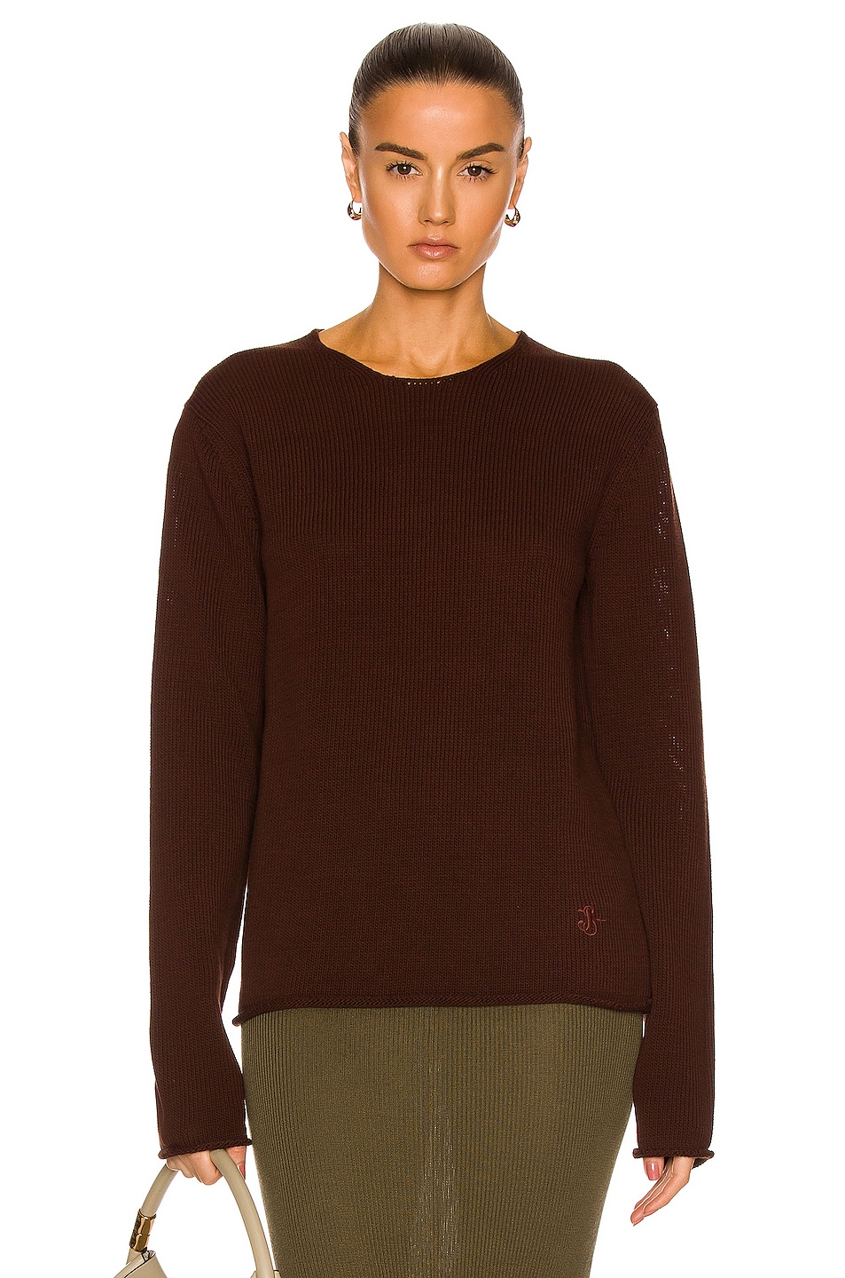 Image 1 of Jil Sander Embroidered Sweater in Chocolate