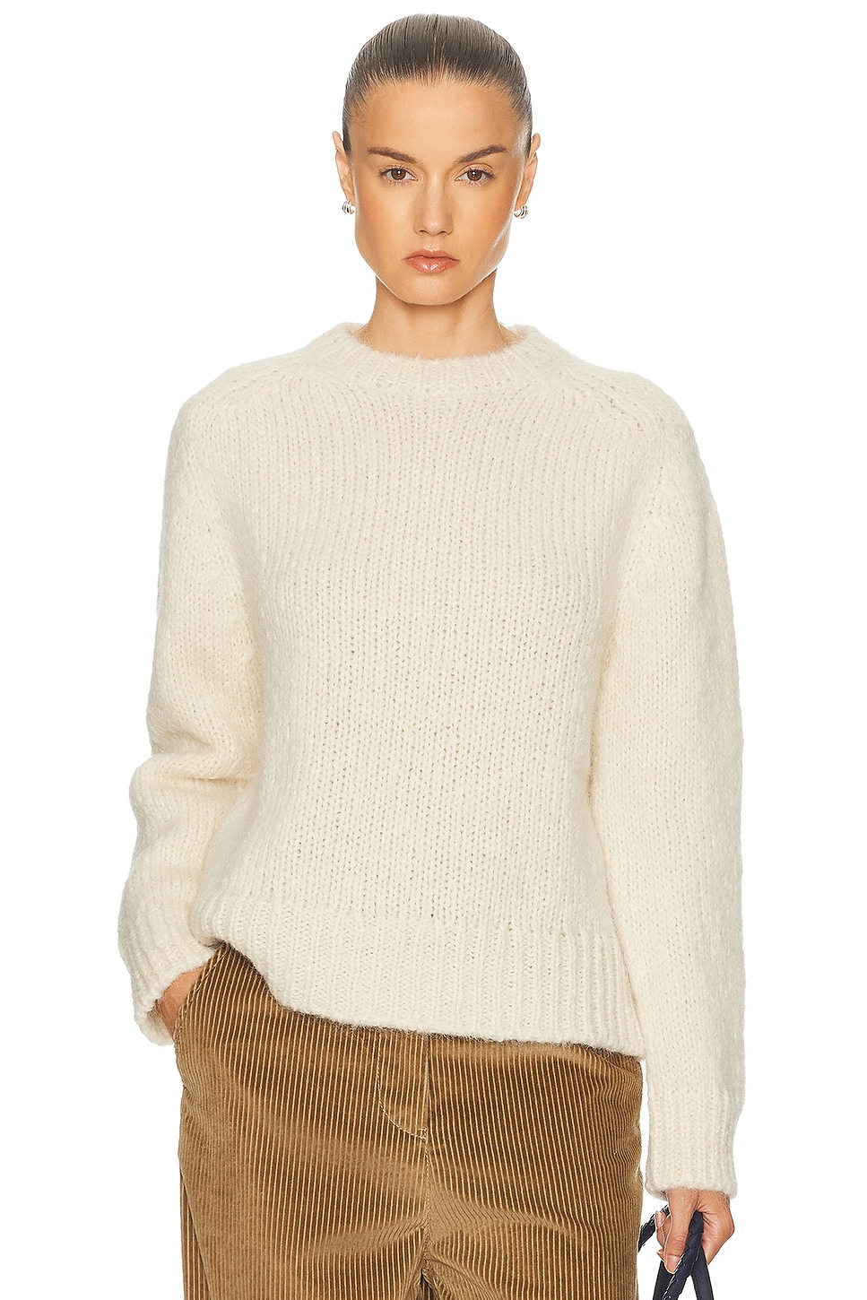 Long Sleeve Crewneck Jumper in Cream