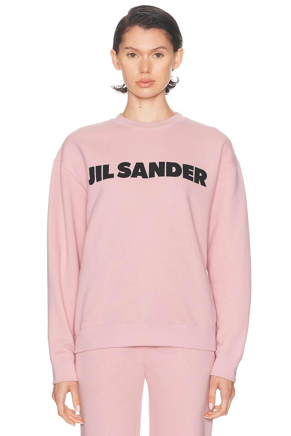 Jil Sander Crew Neck Long Sleeve Sweatshirt In Pink