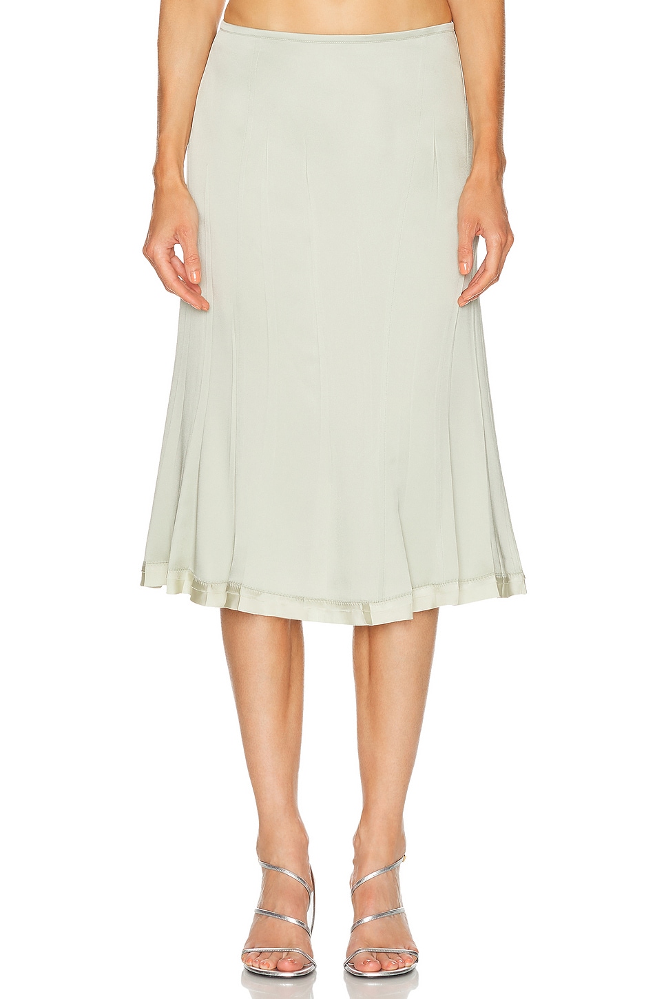 Jil Sander Pleated Satin Skirt In White
