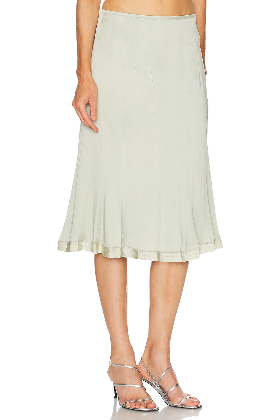 Jil Sander Pleated Satin Skirt In White