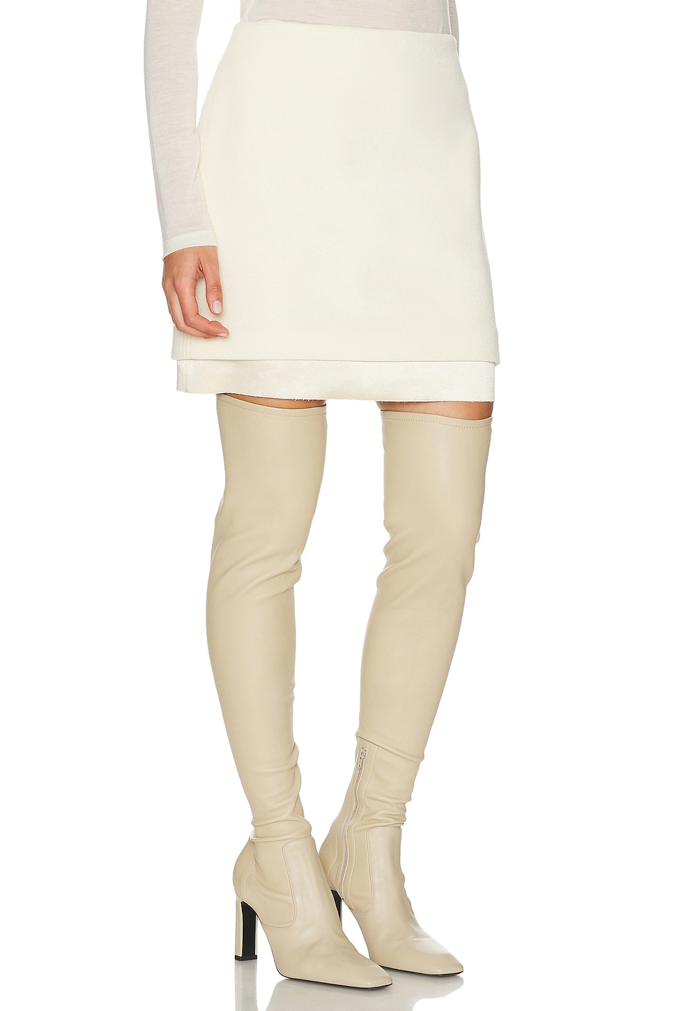 Jil Sander Velvet Mini Skirt In White