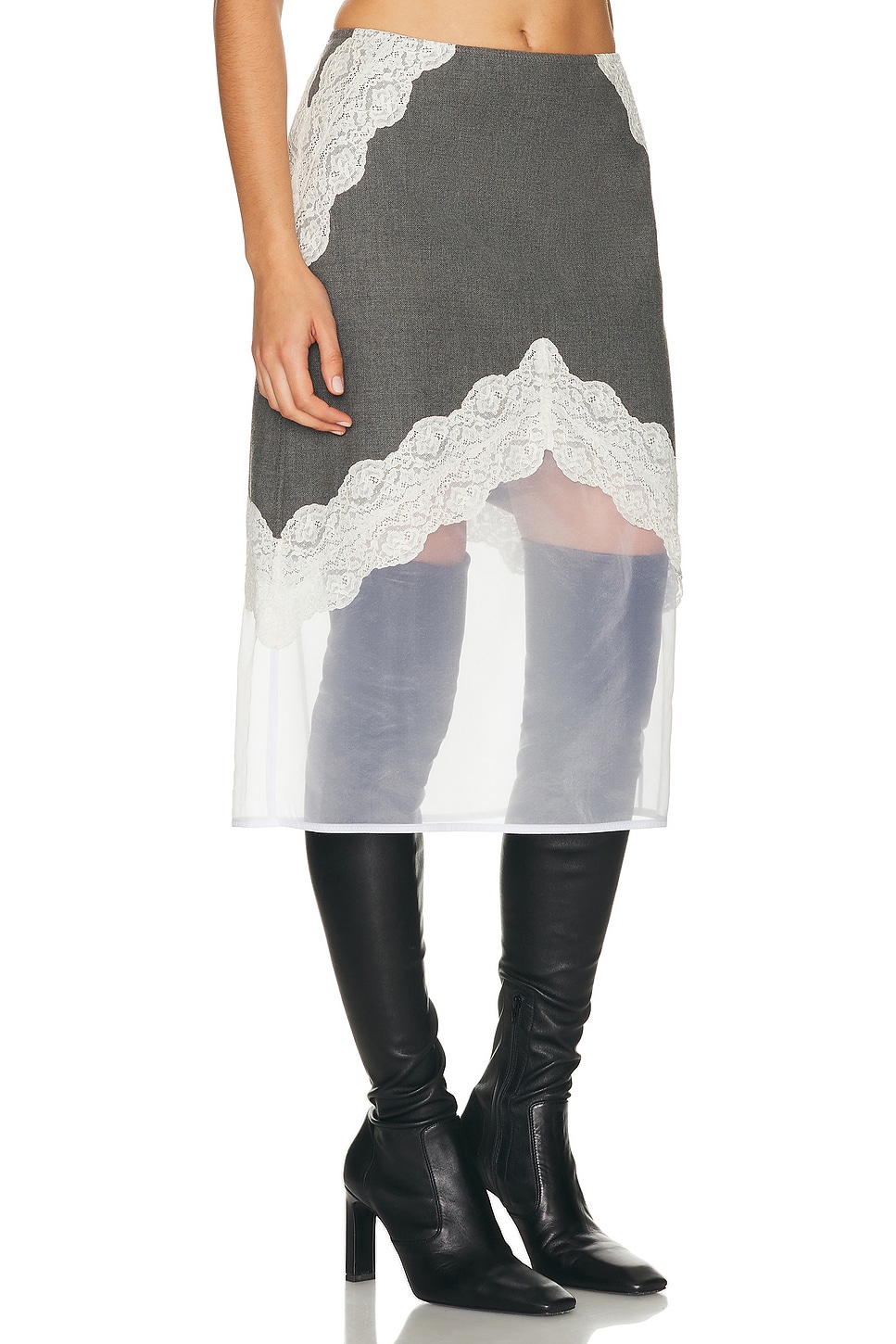 Jil Sander Wool Canvas Skirt In Gray