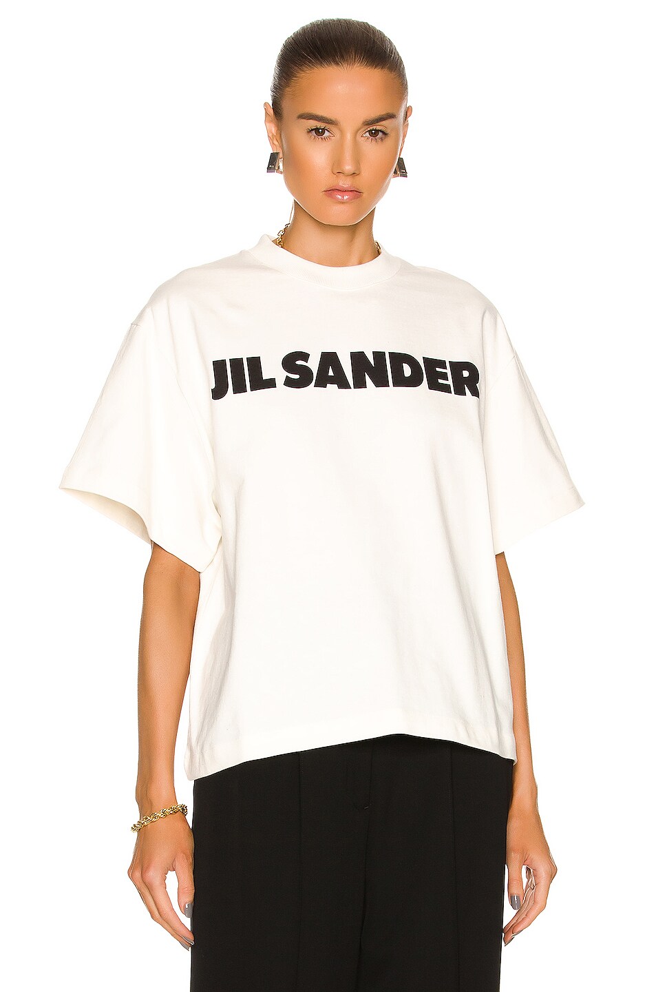 Jil Sander Logo Boxy T-Shirt in Natural | FWRD