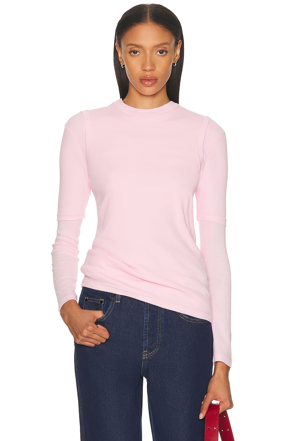 Image 1 of Jil Sander 3 Pack Tank, Tee & Long Sleeve Top in Neon Rose