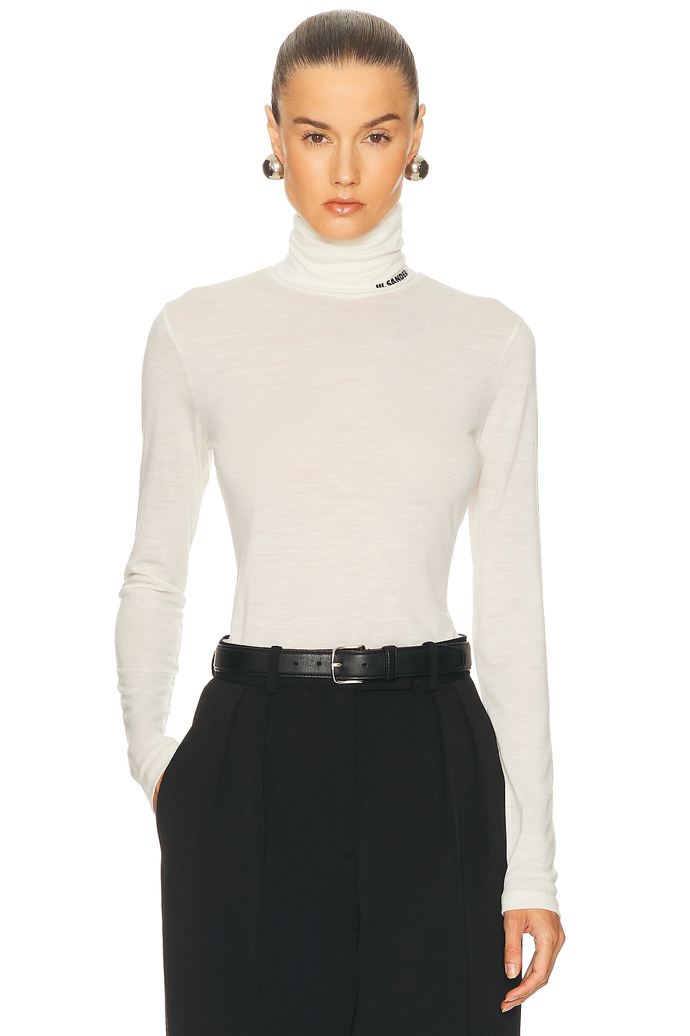 Turtleneck T-shirt in Ivory