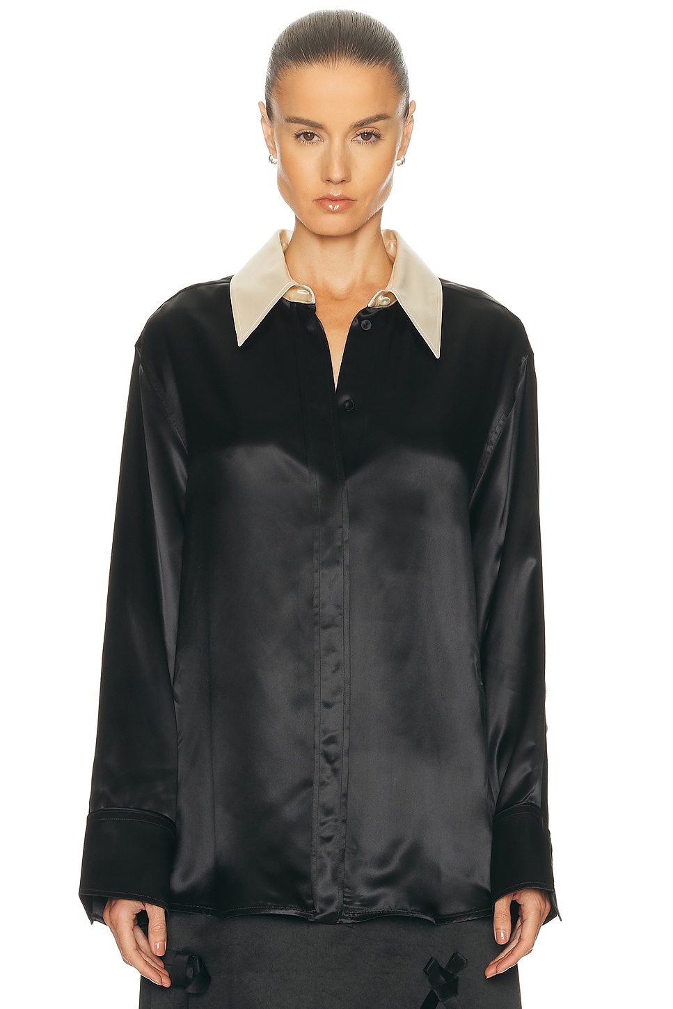 Image 1 of Jil Sander Relaxed Fit Long Sleeve Shirt in Black