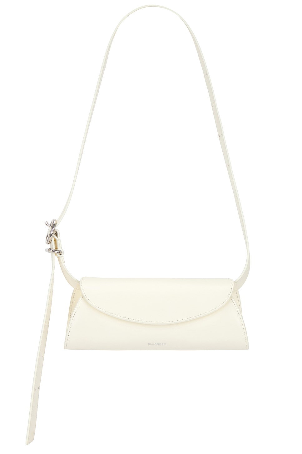 Jil Sander Small Leather Shoulder Bag With Adjustable Handle In Eggshell