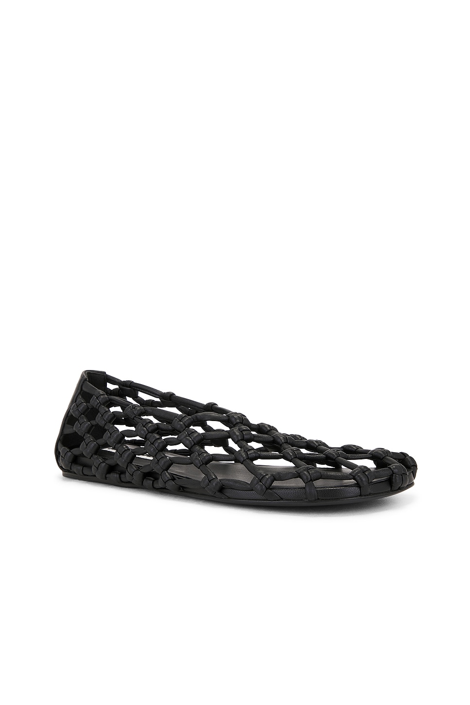 Jil Sander Cutout Knotted Leather Ballet Flats In Black