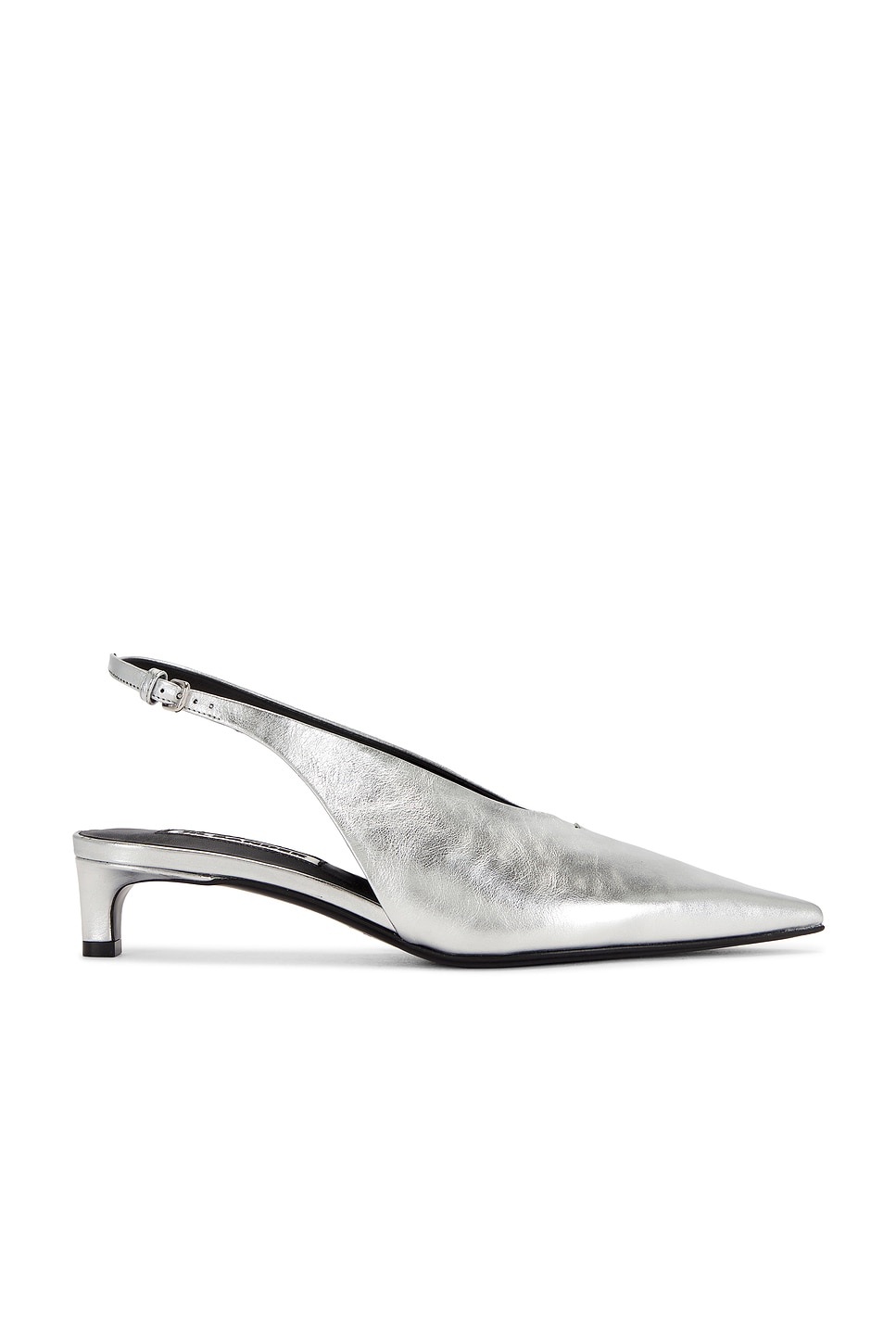 Sling Back Pump in Metallic Silver