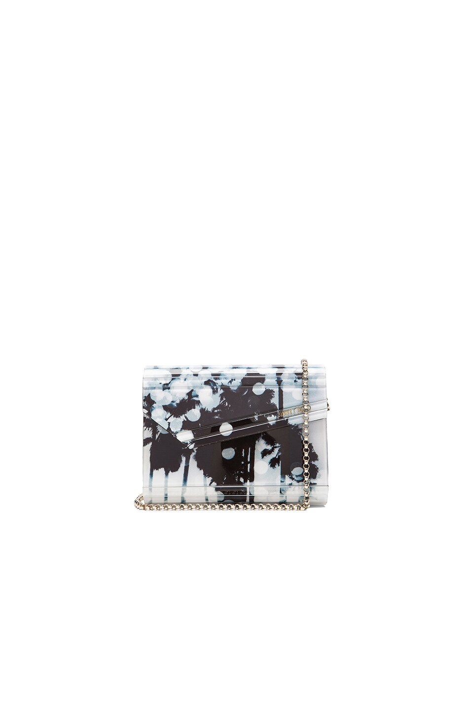 Image 1 of Jimmy Choo Candy Palm Print Clutch in Black & White