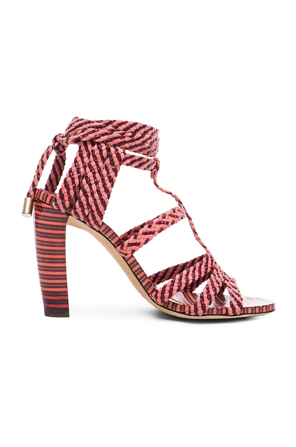 Image 1 of Jimmy Choo Leather Trix Heels in Dark Shiraz & Coral Pink