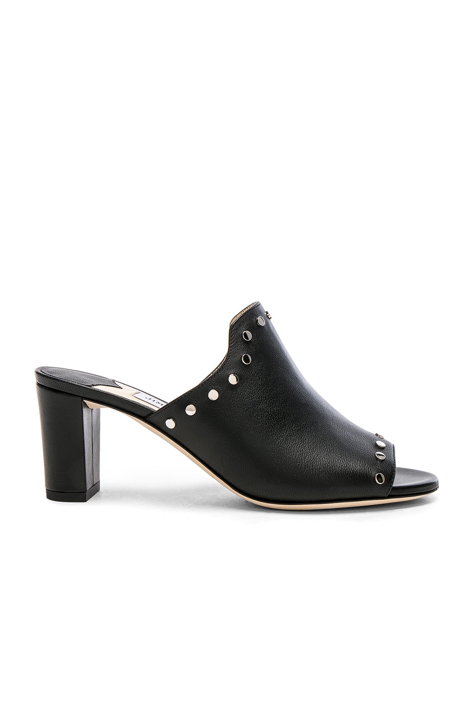 Image 1 of Jimmy Choo Leather Myla Mules with Studs in Black & Silver