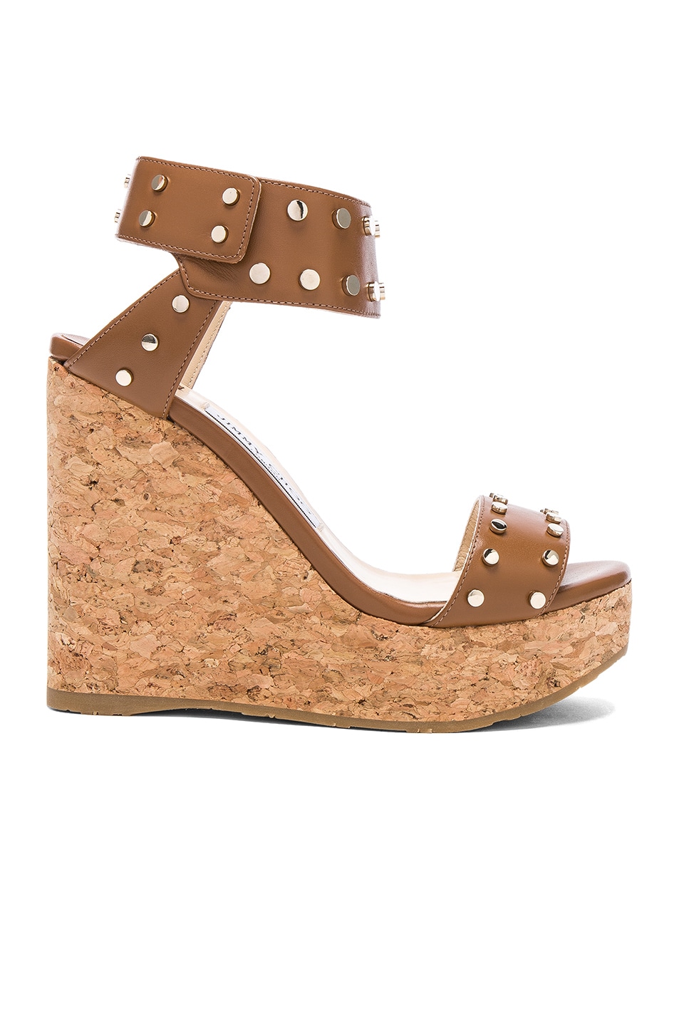 Image 1 of Jimmy Choo Nelly 120 Leather Wedges in Canyon & Gold