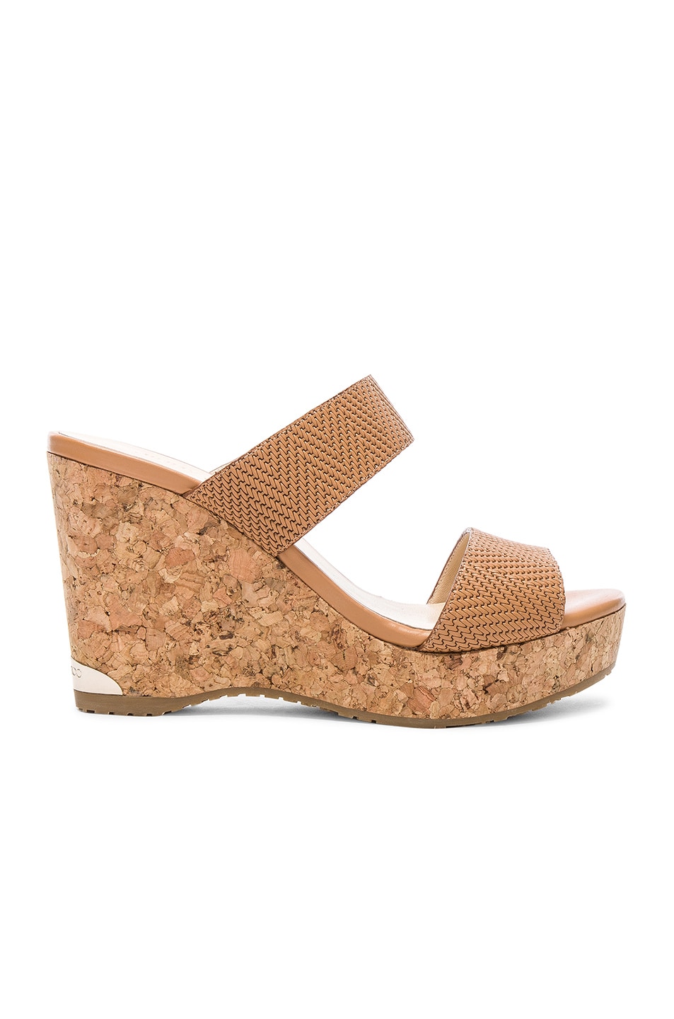 Image 1 of Jimmy Choo Parker 100 Embossed Leather Wedges in Tan