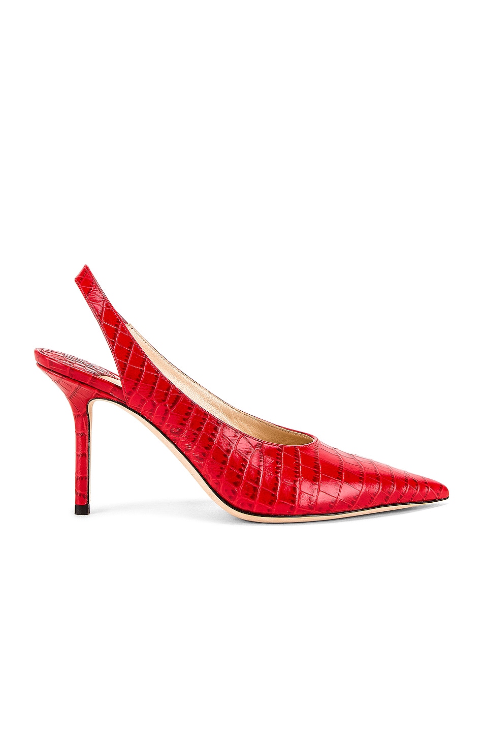 Image 1 of Jimmy Choo Ivy 85 Croc Embossed Leather Slingback in Red