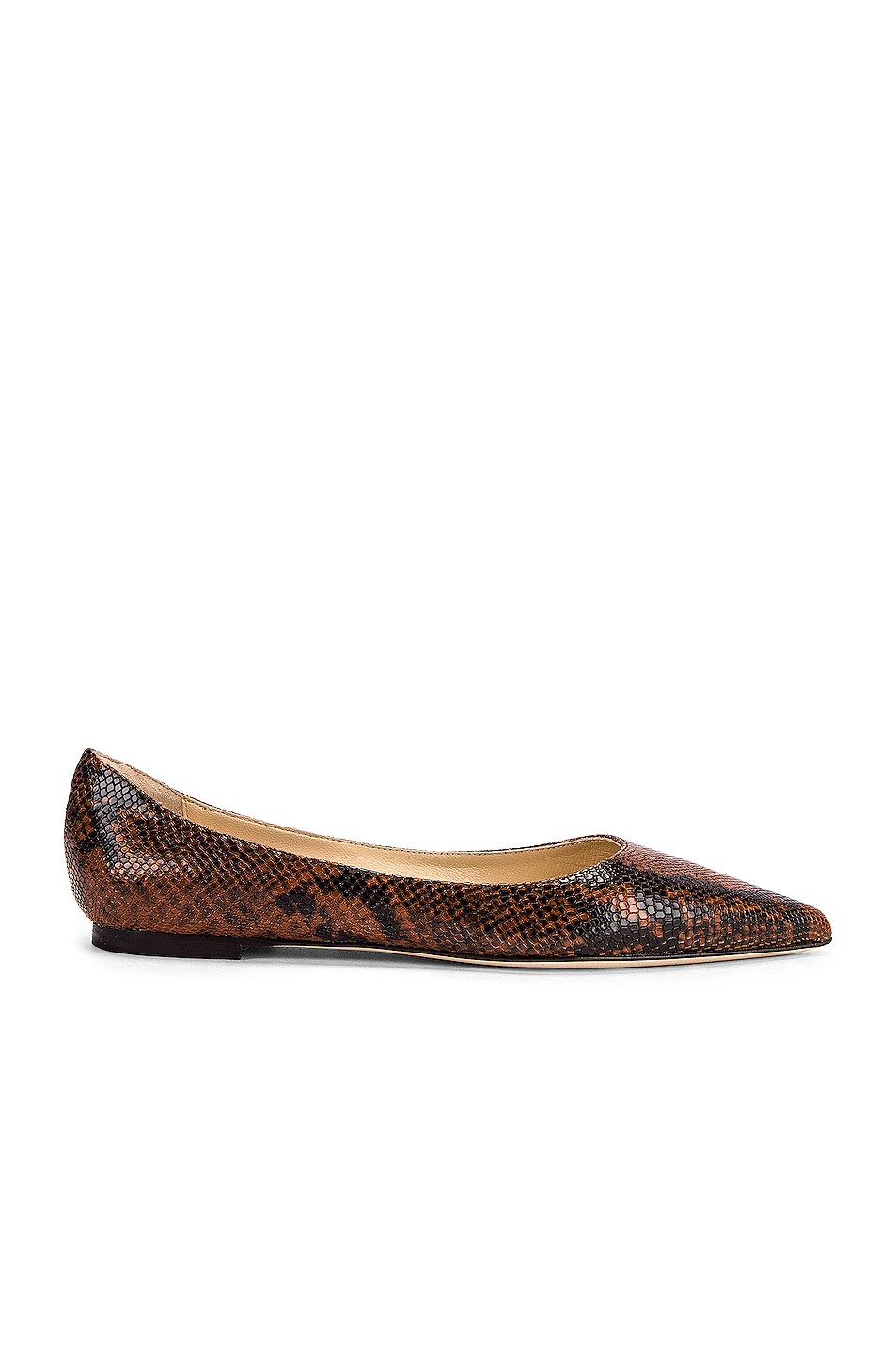 Image 1 of Jimmy Choo Love Snake Print Flat in Cuoio