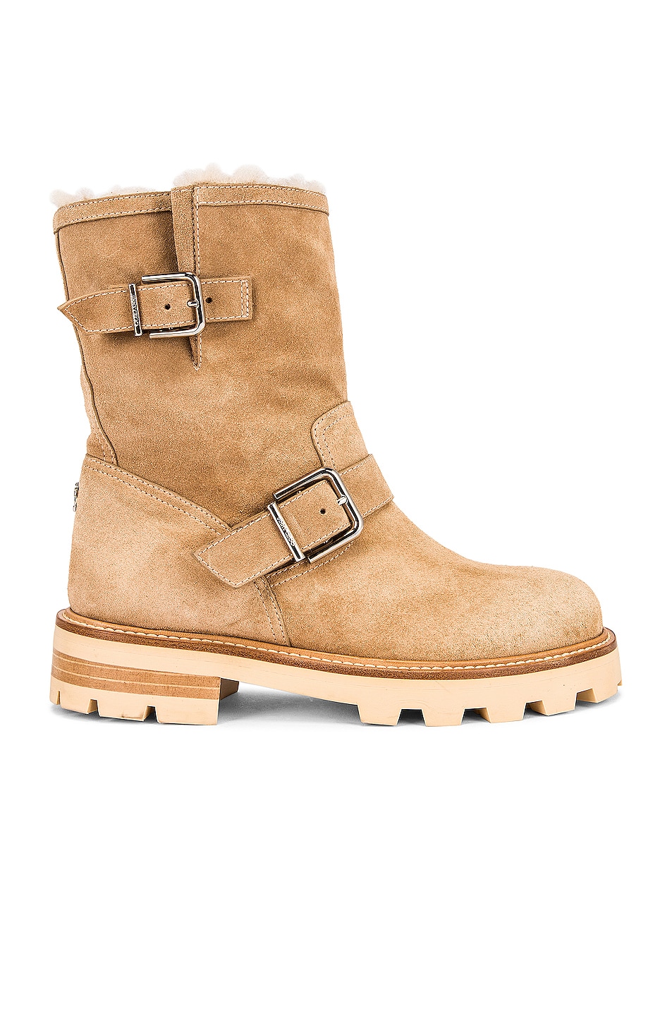 Image 1 of Jimmy Choo Youth II Shearling Lined Suede Boot in Stucco & Natural