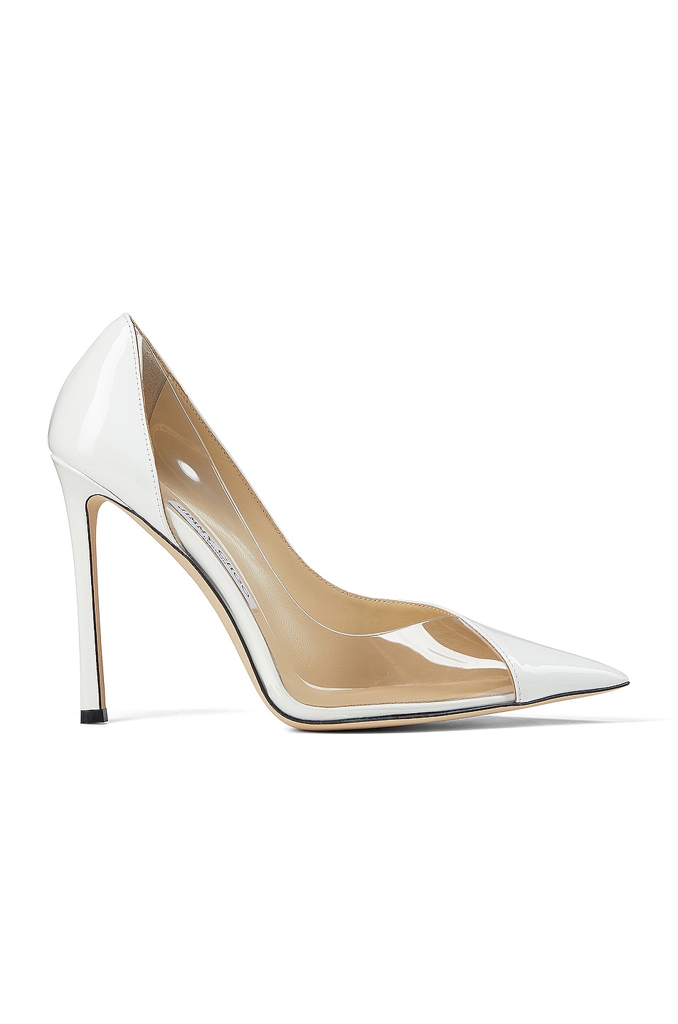 Image 1 of Jimmy Choo Cass 110 Patent & Plexi Heel in Optical White & Clear