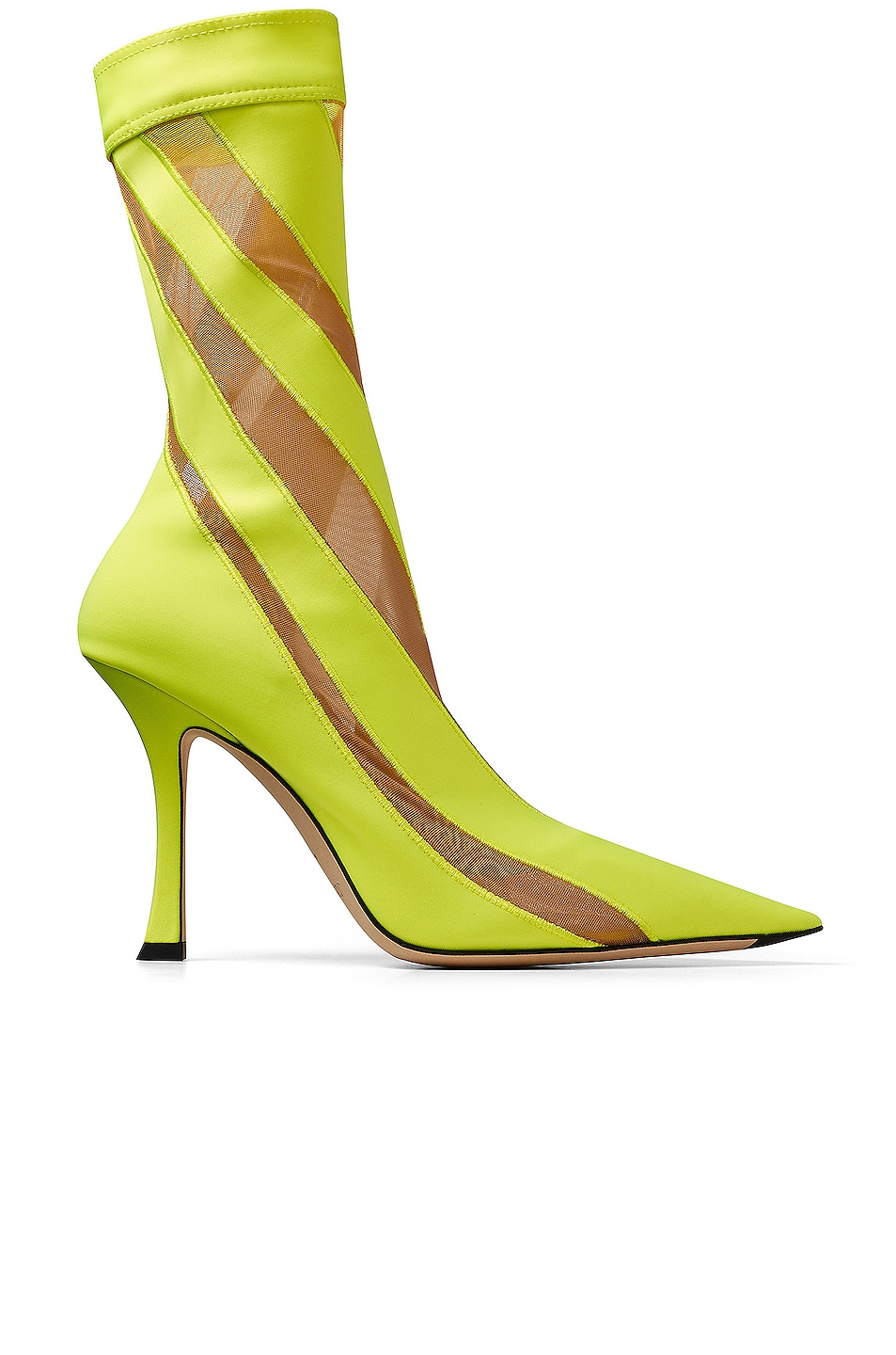 Image 1 of Jimmy Choo x Mugler Spiral Sock Ankle Boot in Neon Yellow & Nude