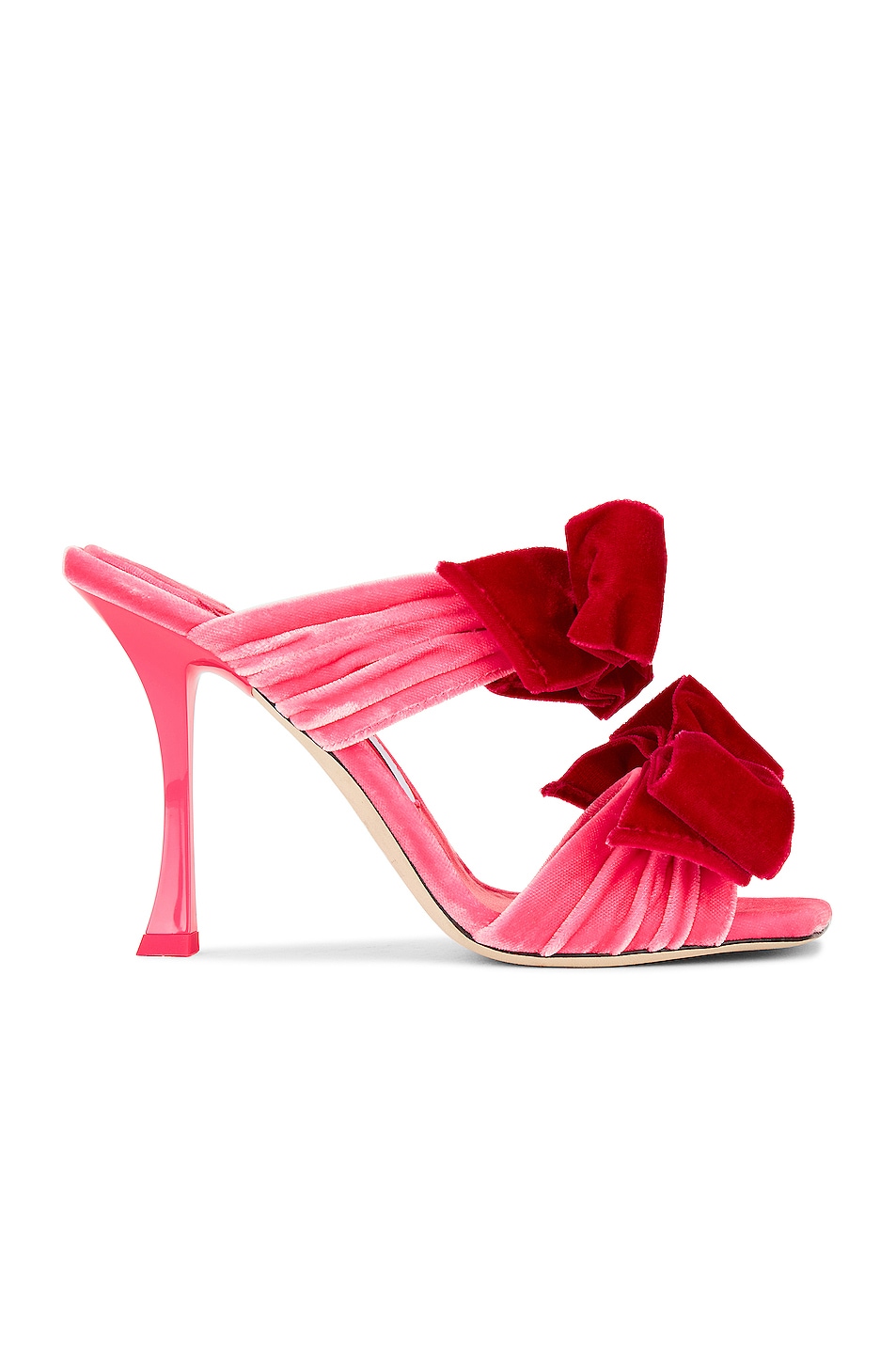 Image 1 of Jimmy Choo Flaca 100 Velvet Sandal in Candy Pink & Fuchsia