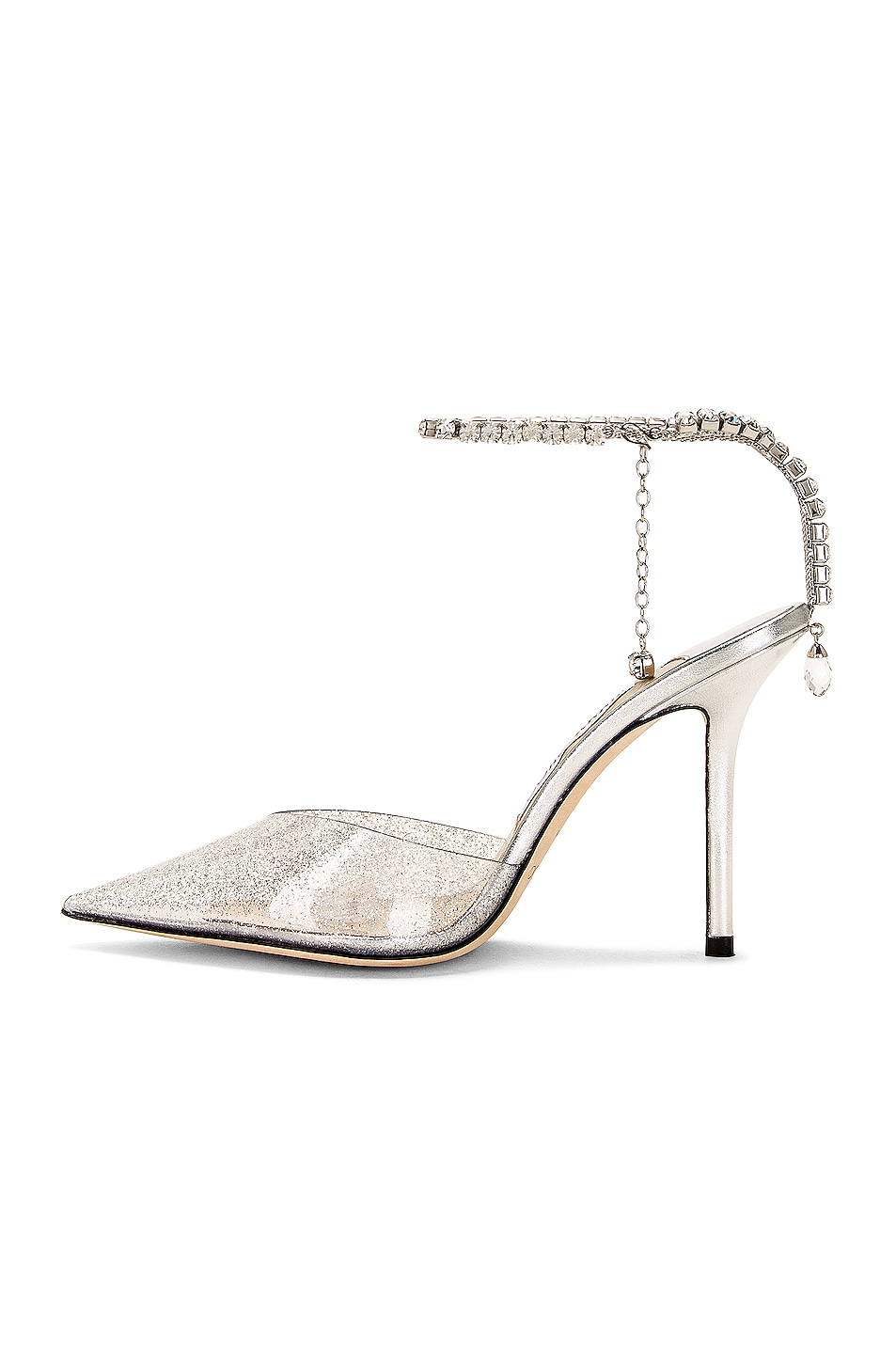 Jimmy Choo Saeda 100 Plexi Pump in Silver & Crystal | FWRD