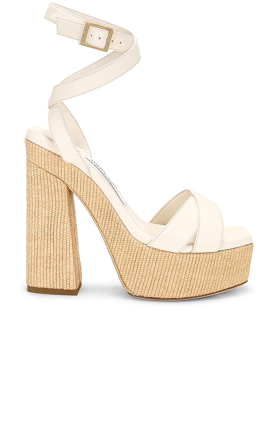 Image 1 of Jimmy Choo Gaia 140 Suede Sandal in White & Natural