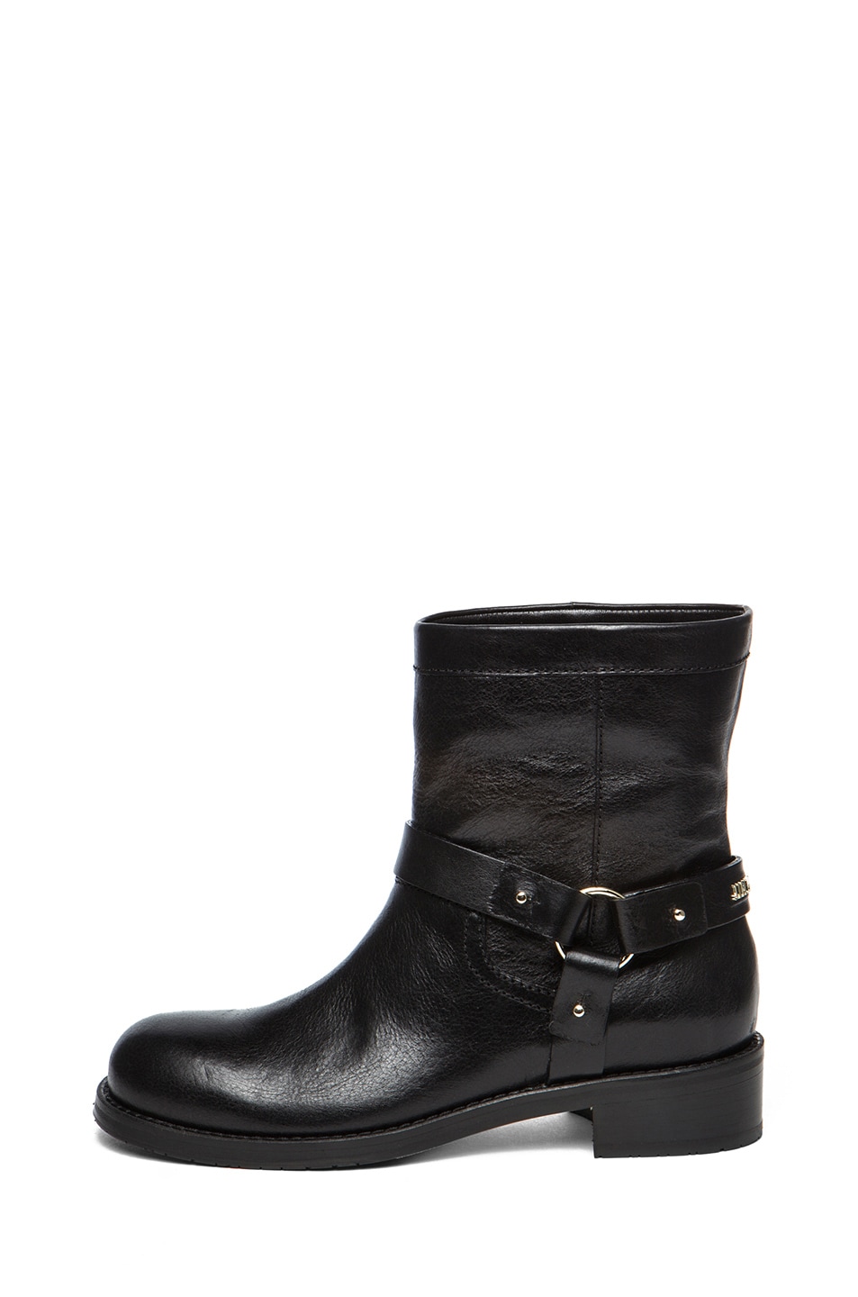 Jimmy Choo Dixie Shiny Calfskin Leather Flat Ankle Boot in Black | FWRD