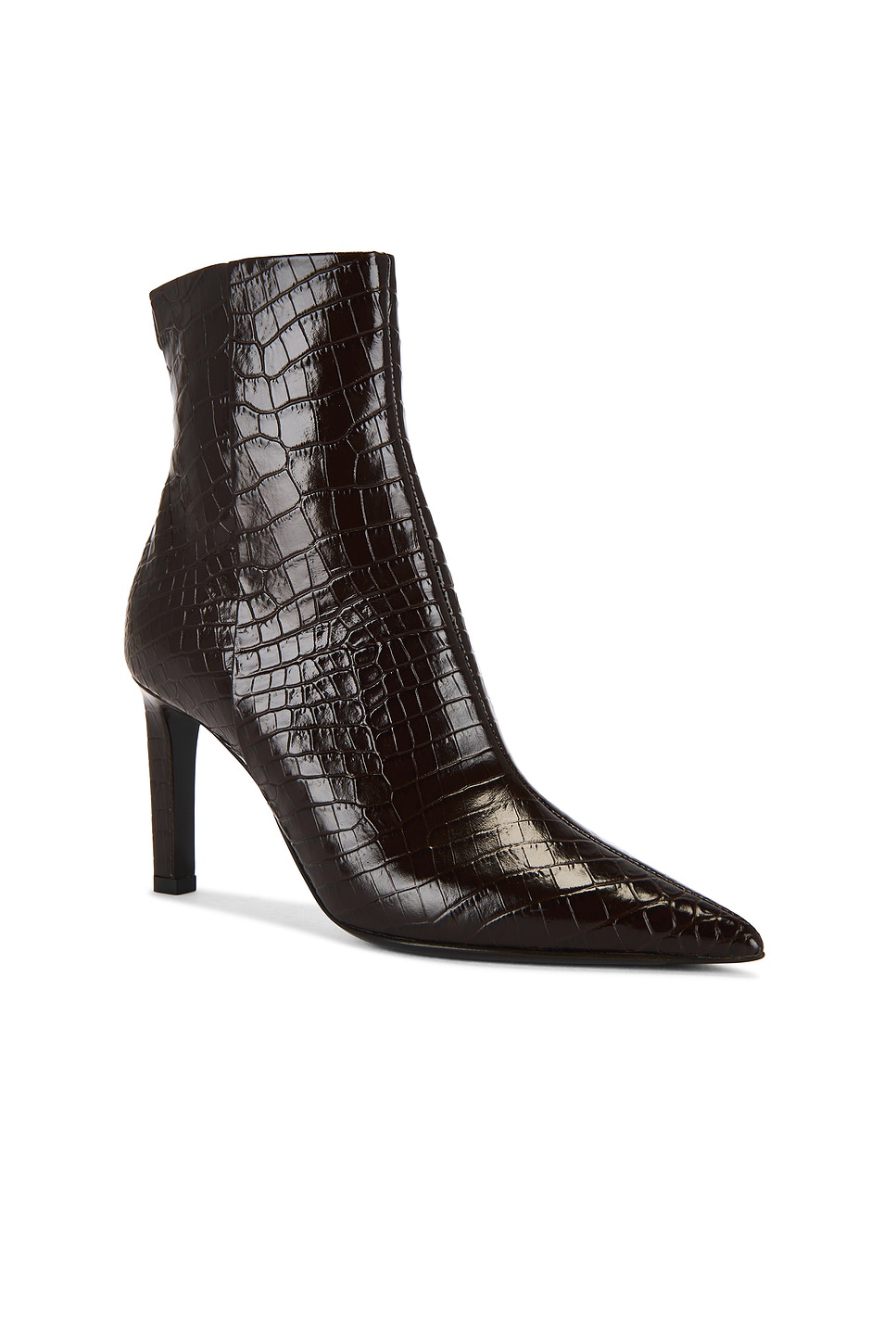 Jimmy Choo Croc-embossed Leather Ankle Boots With Pointed Toe In Brown