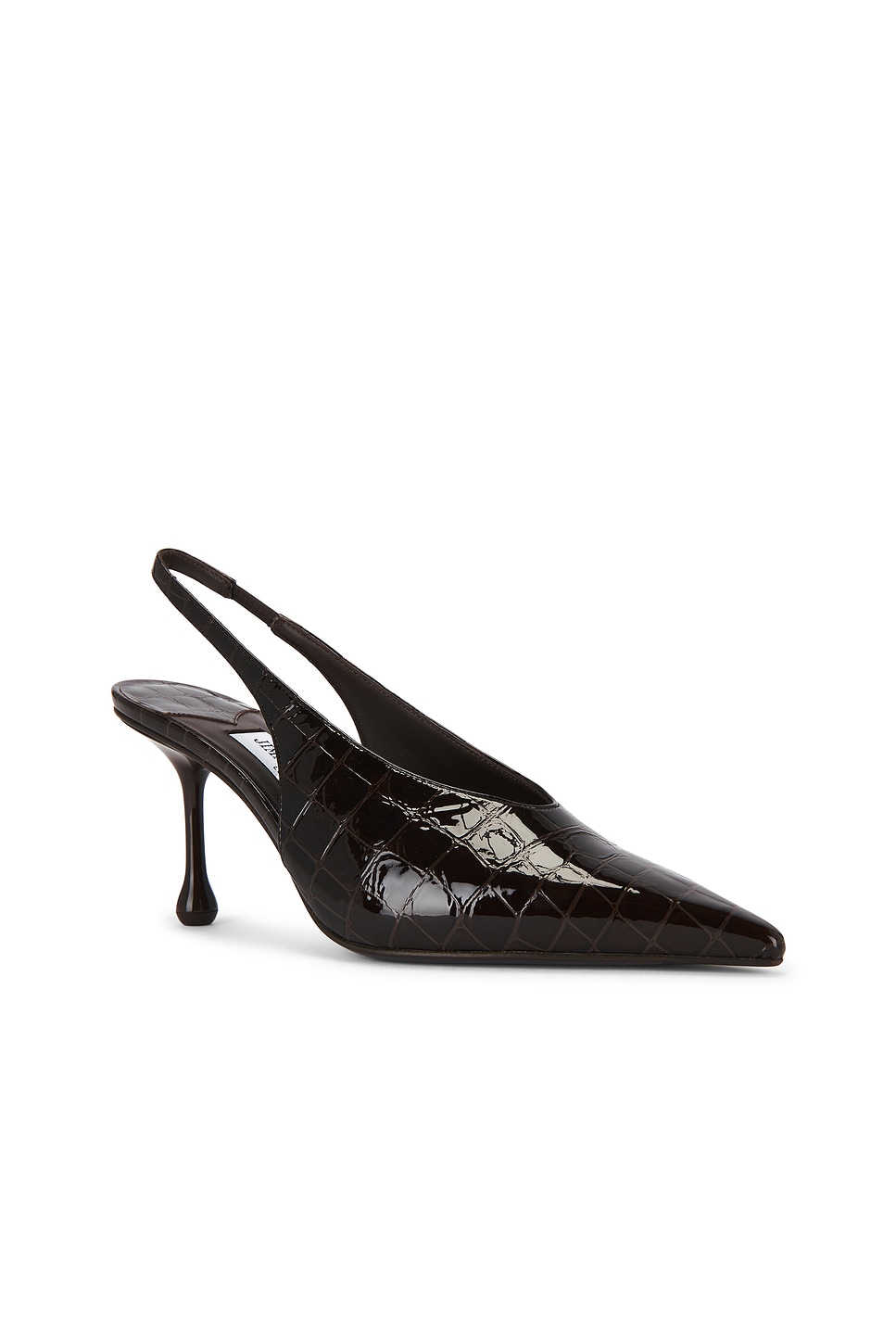 JIMMY CHOO Isa Shiny Croc Embossed Leather 95 Slingback