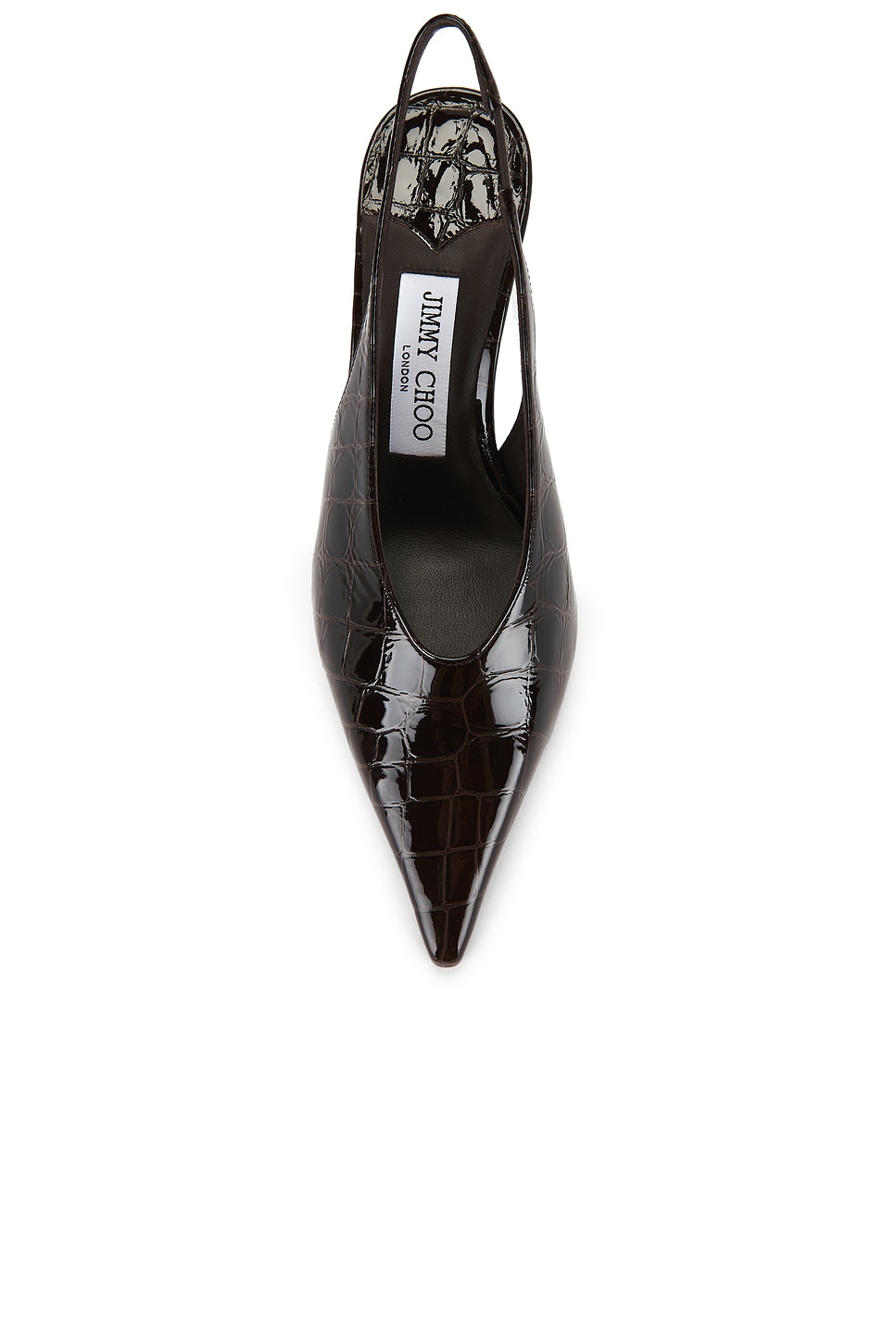 JIMMY CHOO Isa Shiny Croc Embossed Leather 95 Slingback