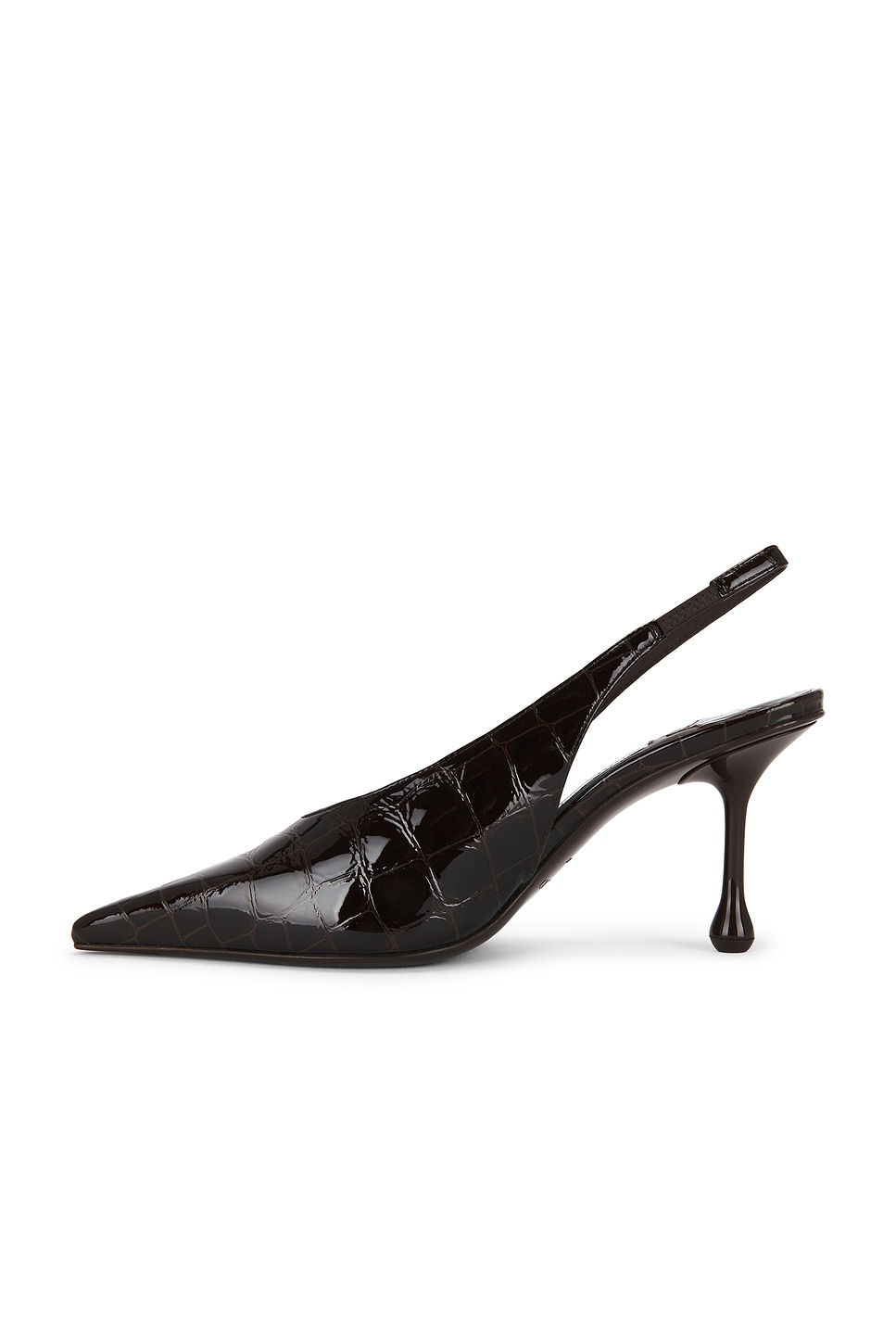 JIMMY CHOO Isa Shiny Croc Embossed Leather 95 Slingback
