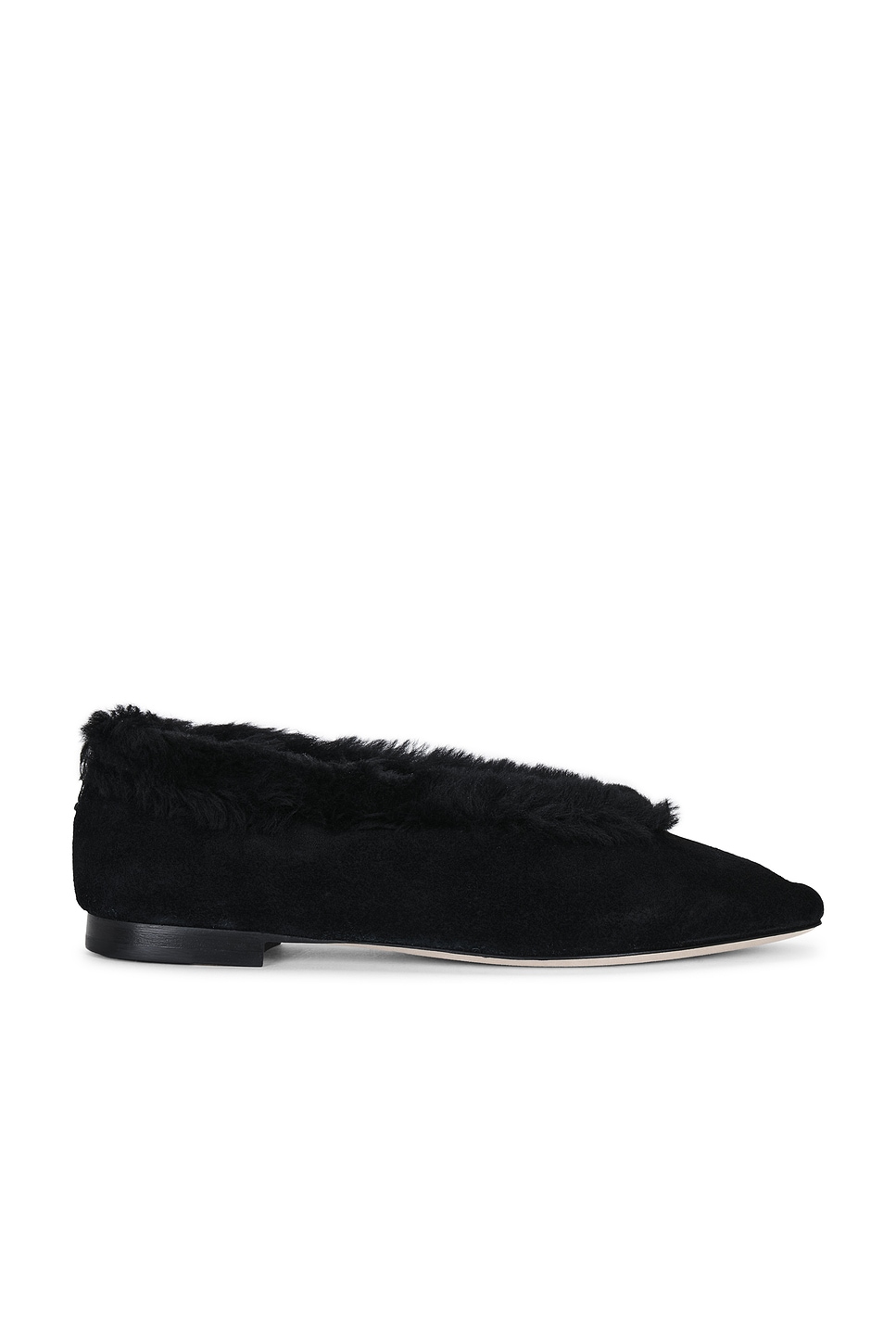Jimmy Choo Suede Shearling Margot Flat in Black