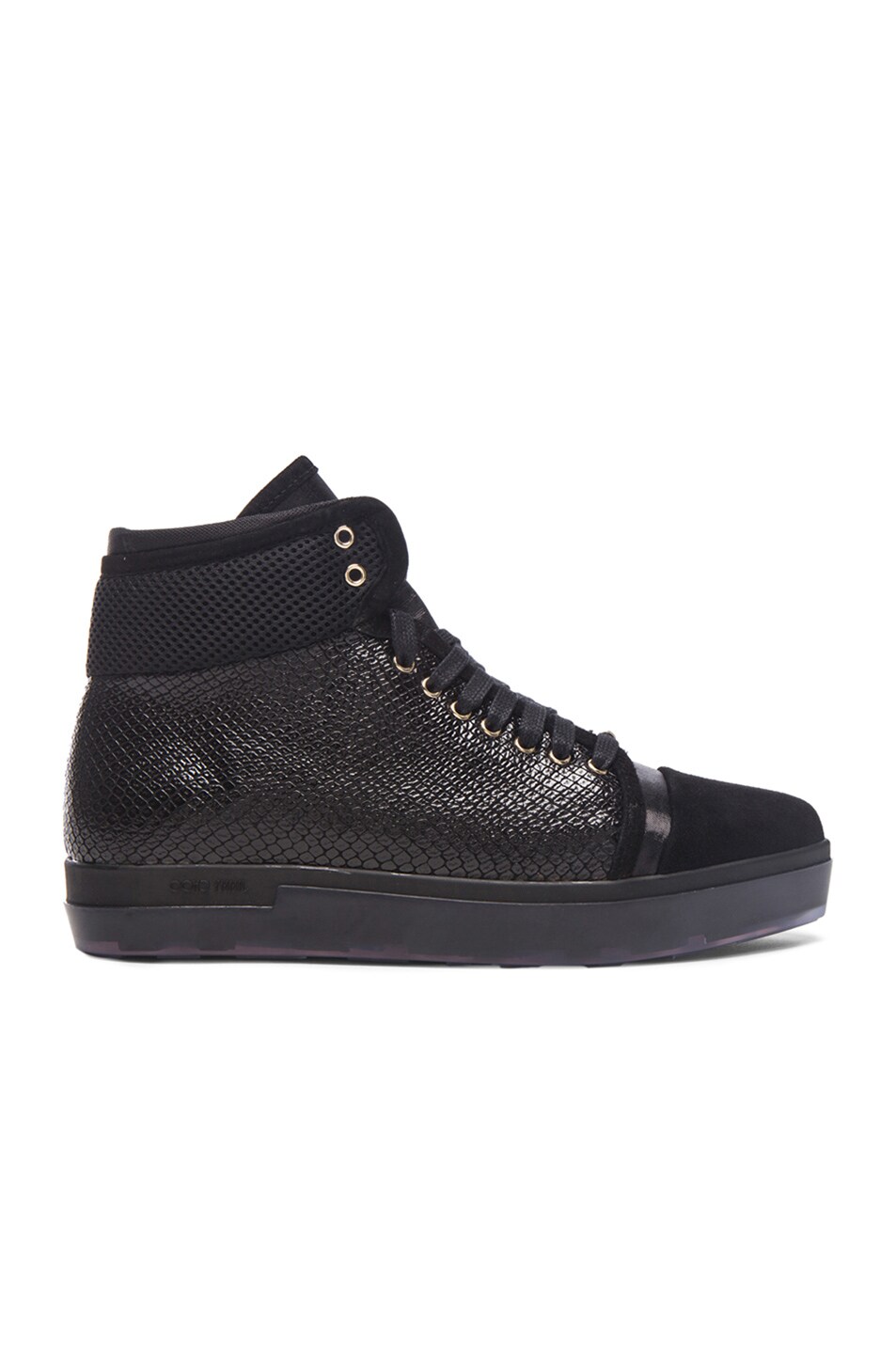 Image 1 of Jimmy Choo Bronx Pointy High Top Leather Sneakers in Black