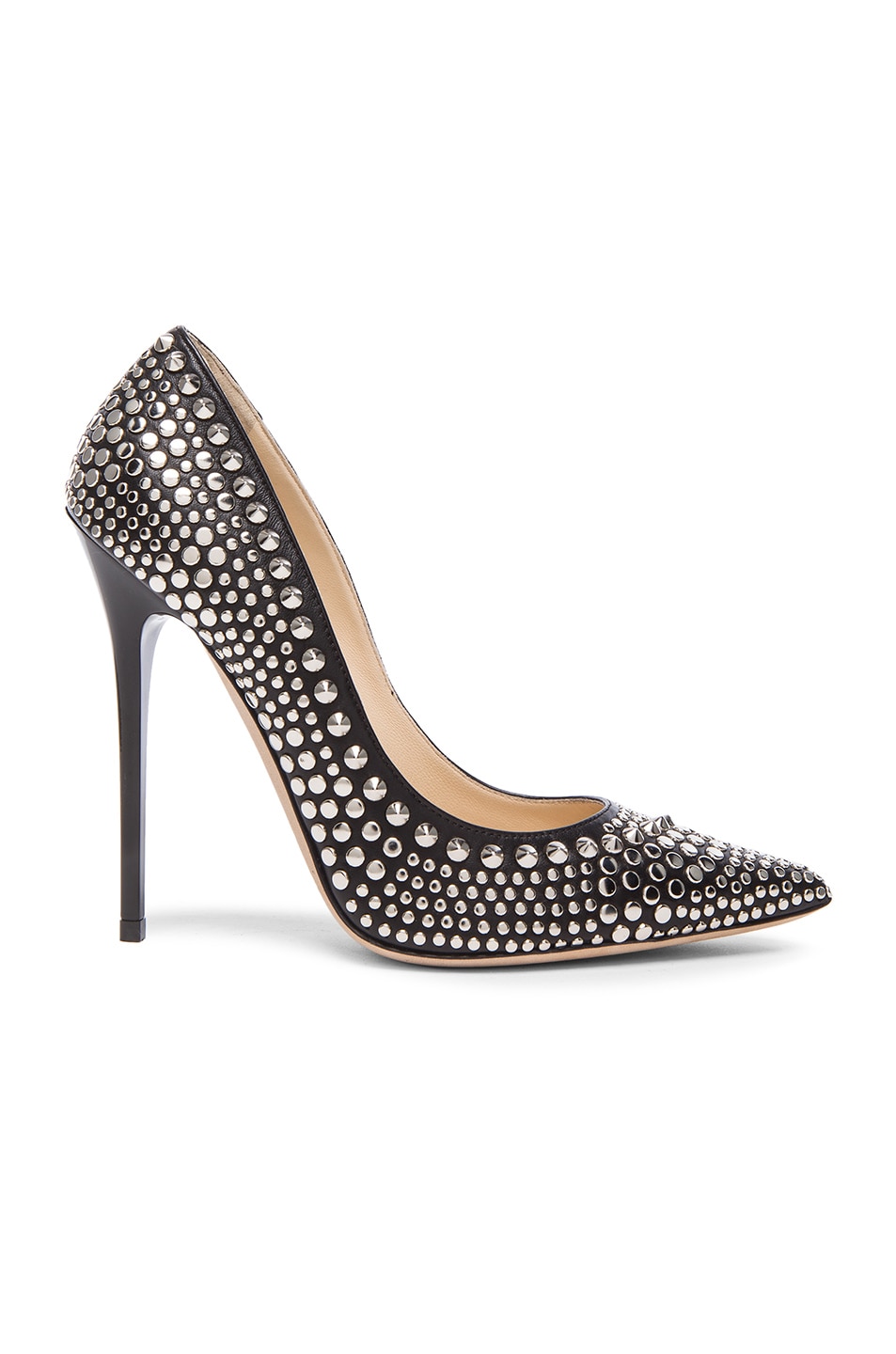 Image 1 of Jimmy Choo Metal Studs Anouk Leather Pumps in Black & Silver