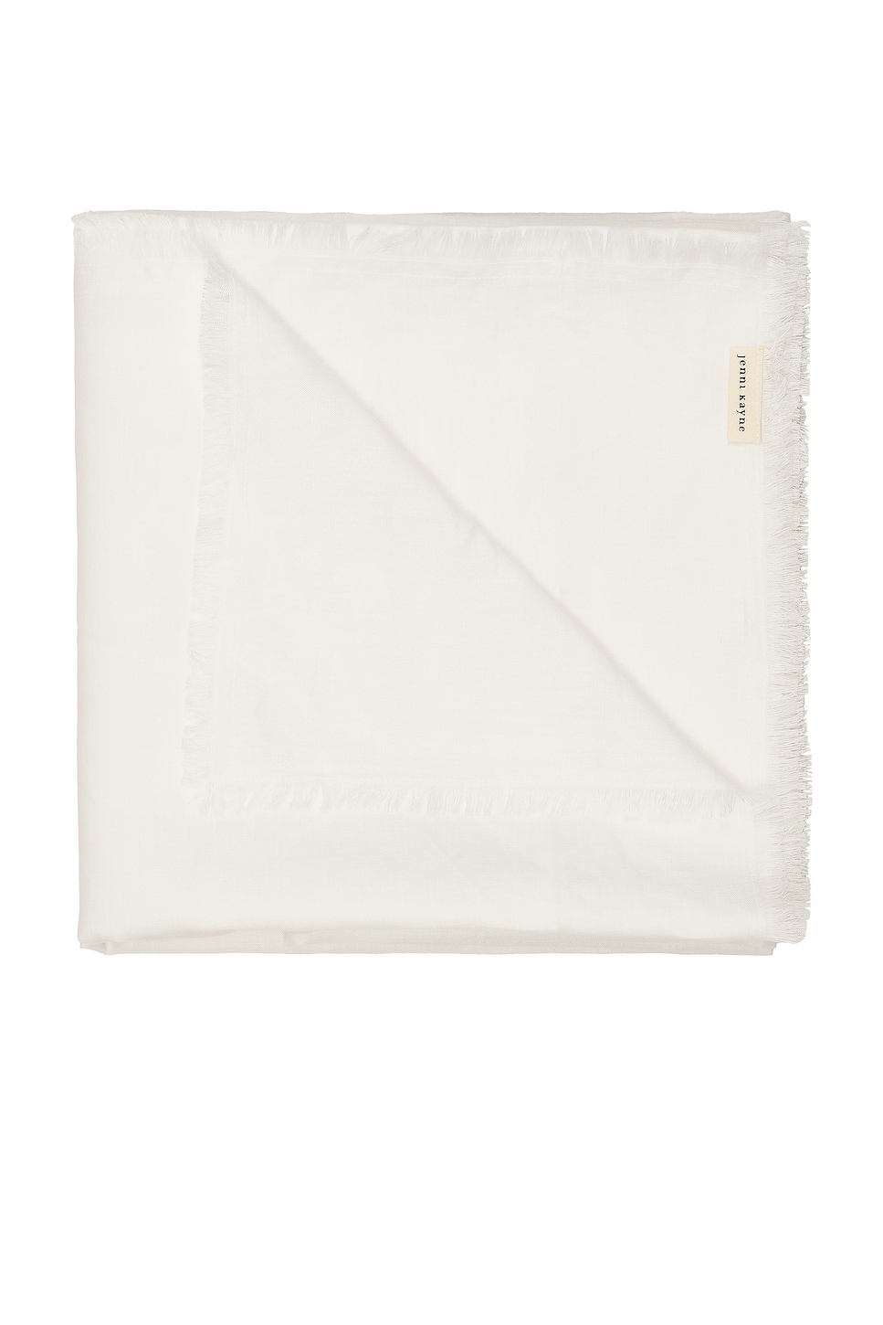 Shop Jenni Kayne Frayed Linen 68x100 Tablecloth In Ivory