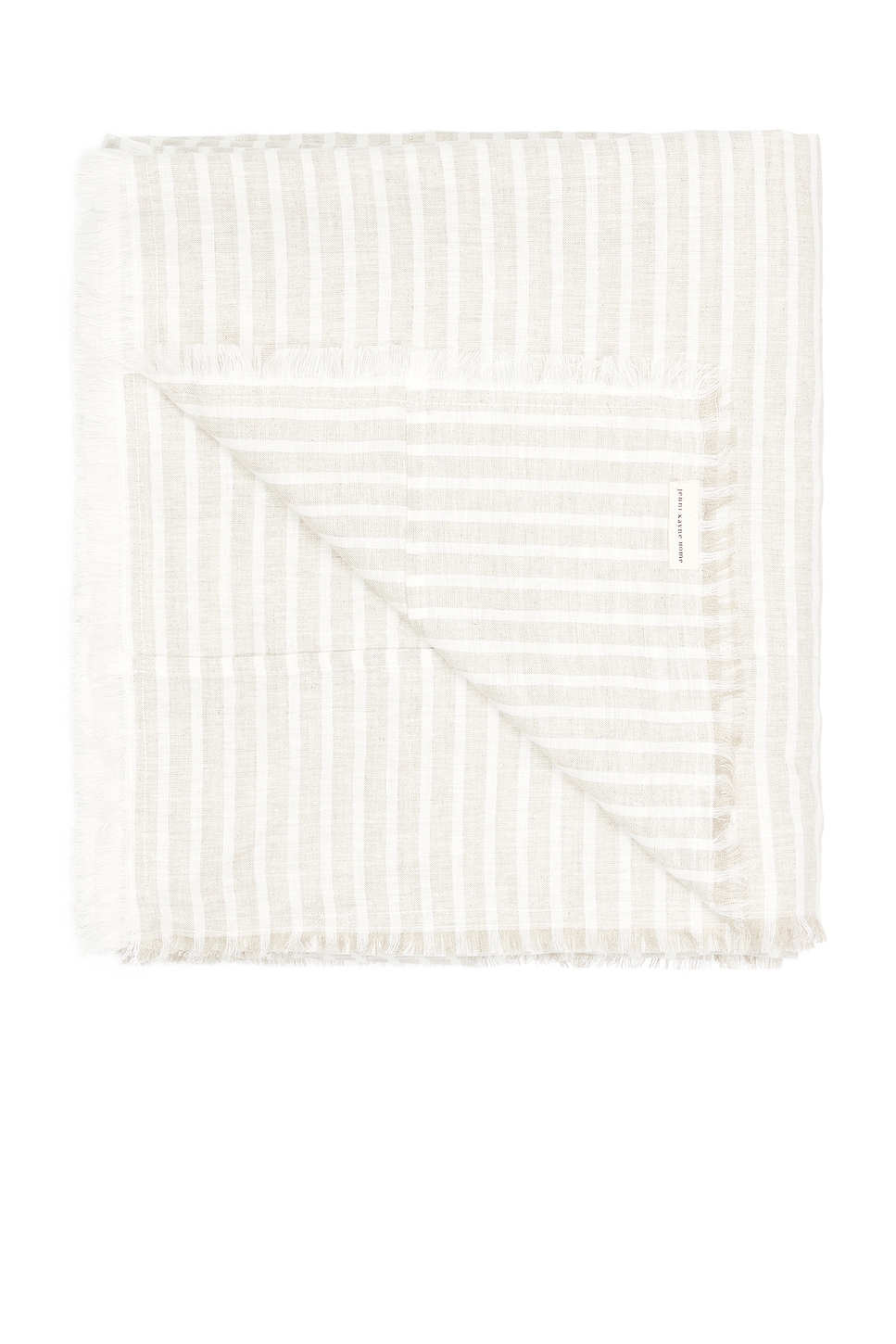 Shop Jenni Kayne Frayed Linen 68x120 Tablecloth In Natural Stripe